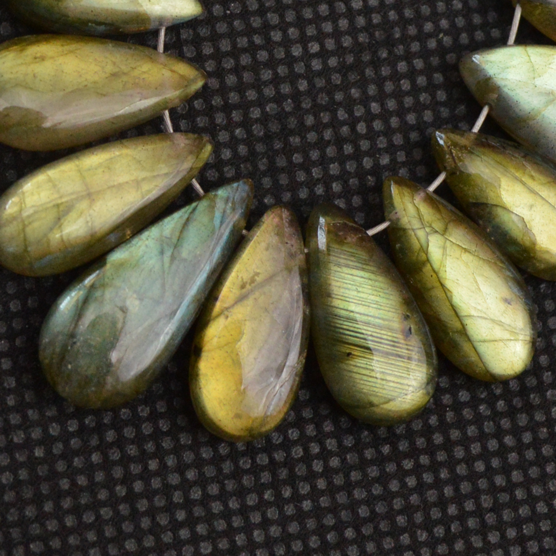 17 Pcs 77 Cts Natural Labradorite Side Drill Briolette Handmade Jewelry Supplies 20x6 10x5mm 18623