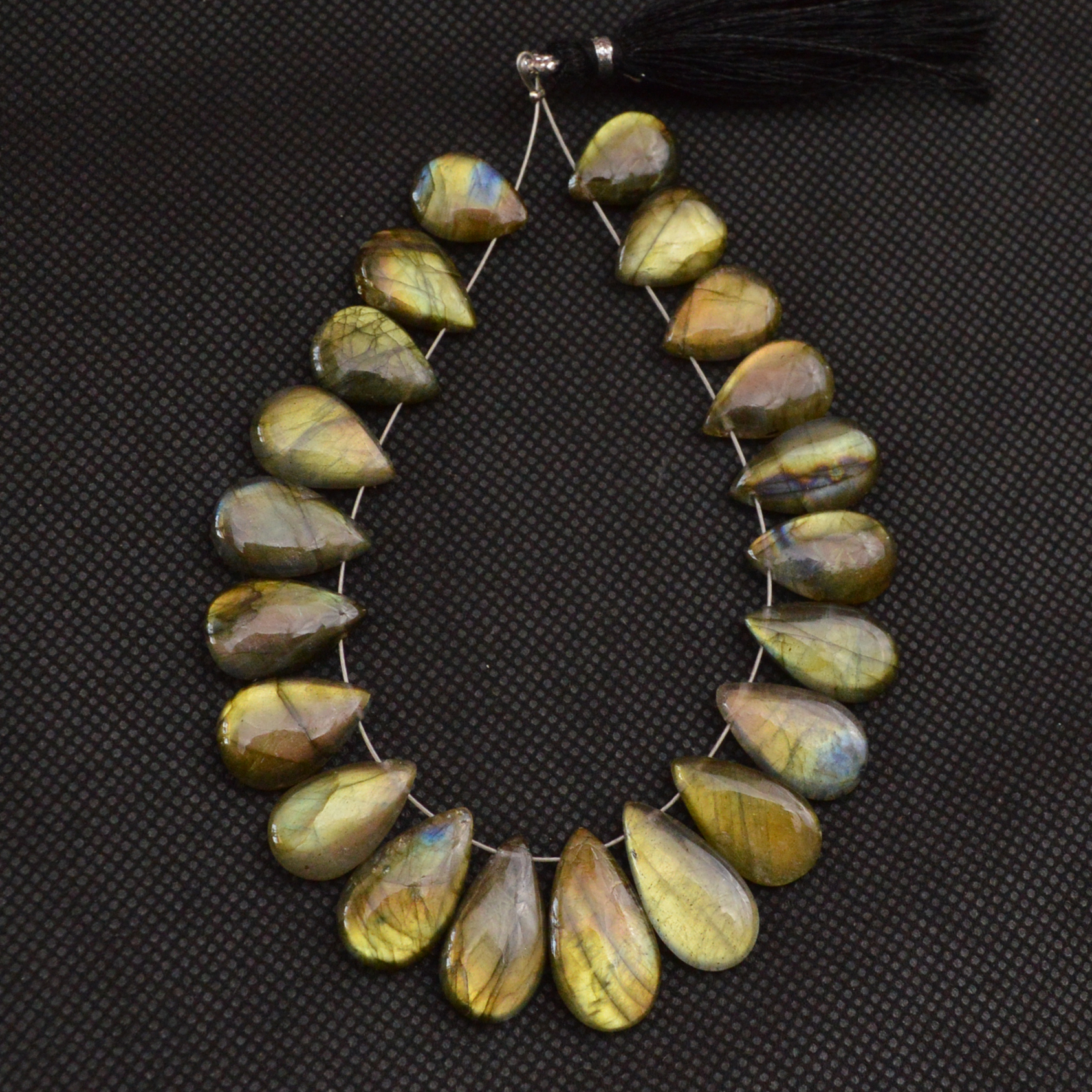 20 Pcs 118 Cts Natural Labradorite Side Drill Briolette Handmade Jewelry Supplies 20x10 10x9mm 18624