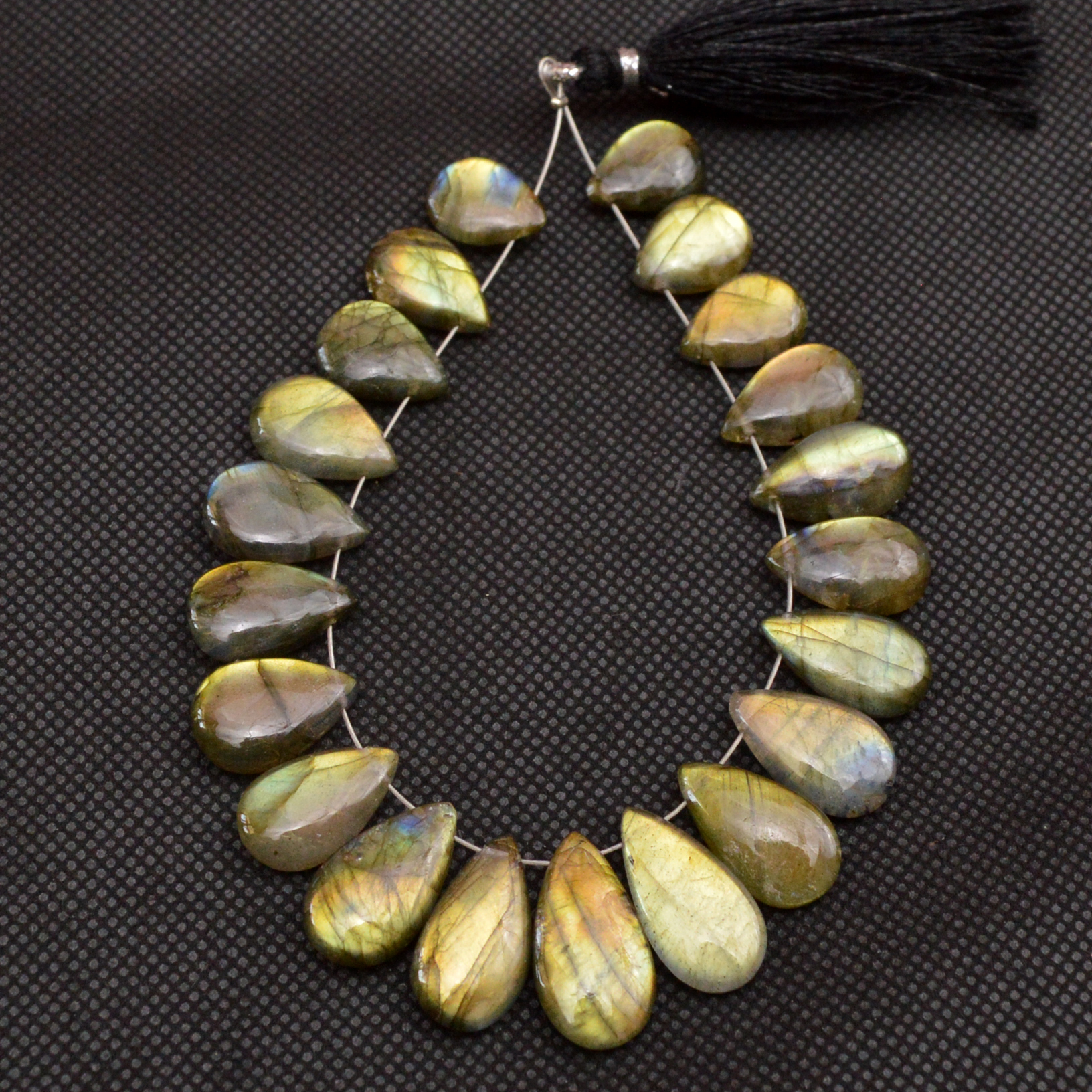 20 Pcs 118 Cts Natural Labradorite Side Drill Briolette Handmade Jewelry Supplies 20x10 10x9mm 18624