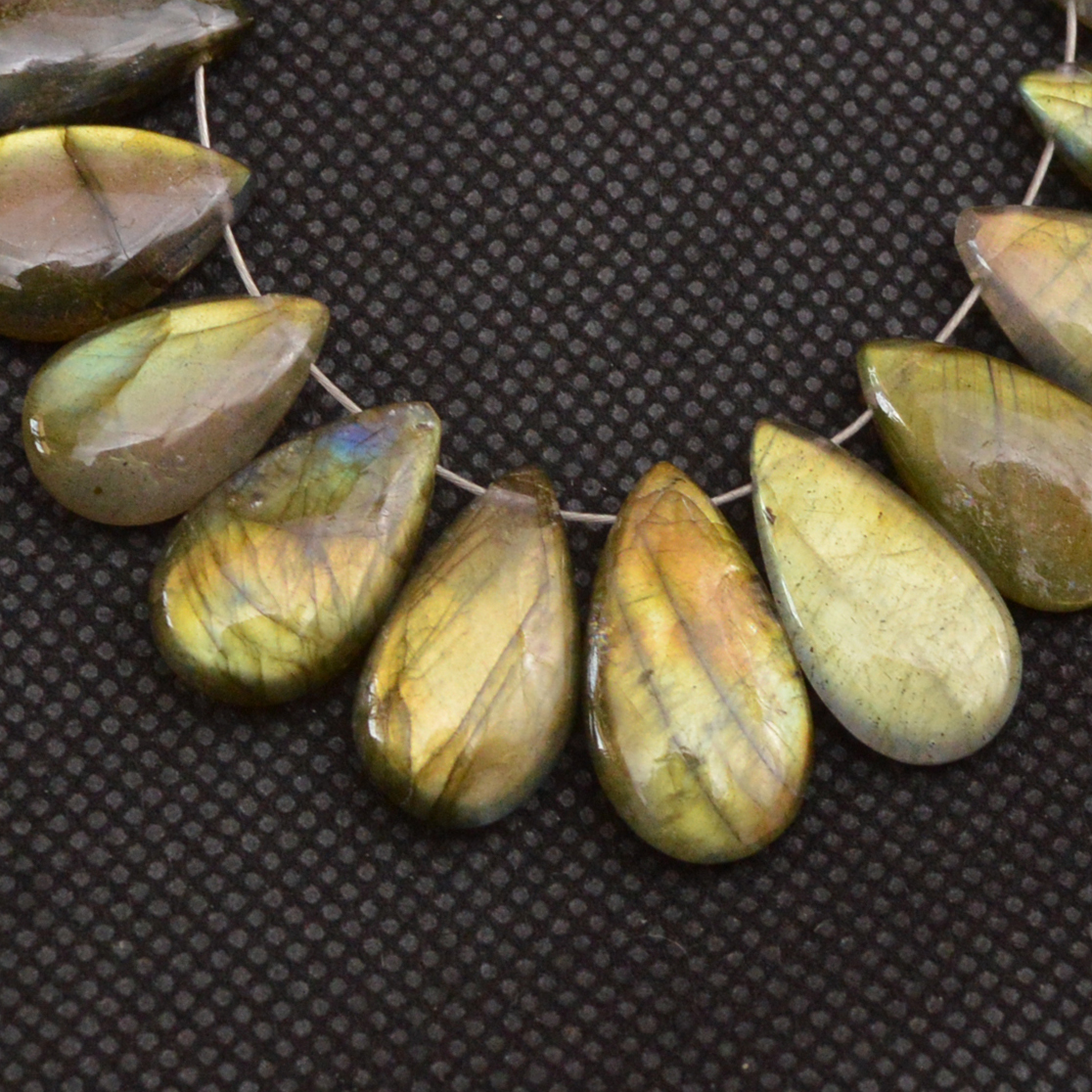 20 Pcs 118 Cts Natural Labradorite Side Drill Briolette Handmade Jewelry Supplies 20x10 10x9mm 18624