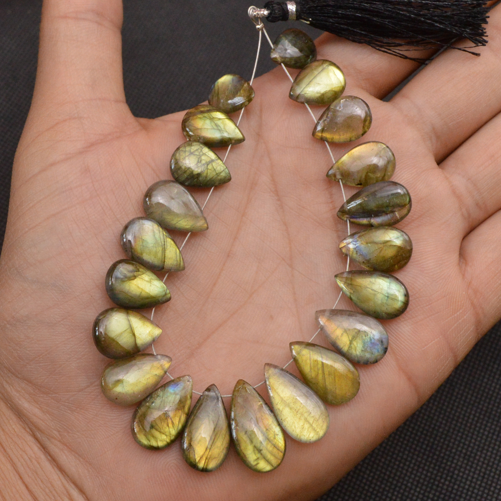 20 Pcs 118 Cts Natural Labradorite Side Drill Briolette Handmade Jewelry Supplies 20x10 10x9mm 18624