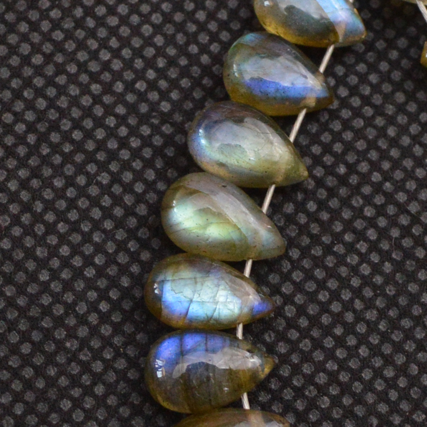 21 Pcs 51 Cts Natural Labradorite Side Drill Briolette Handmade Jewelry Supplies 10x5 7x5mm 18625