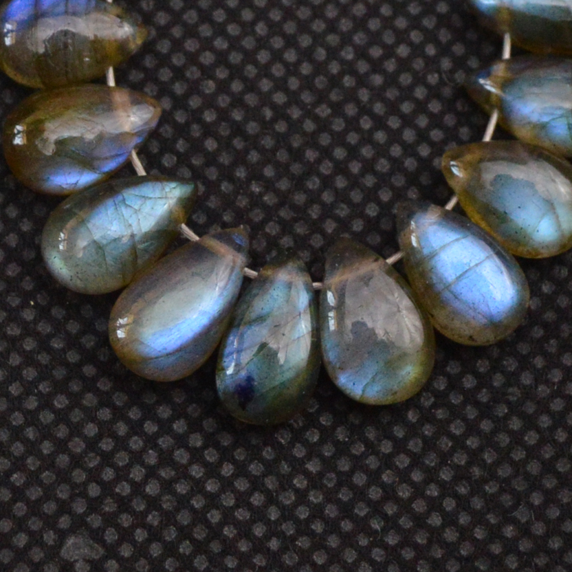 21 Pcs 51 Cts Natural Labradorite Side Drill Briolette Handmade Jewelry Supplies 10x5 7x5mm 18625