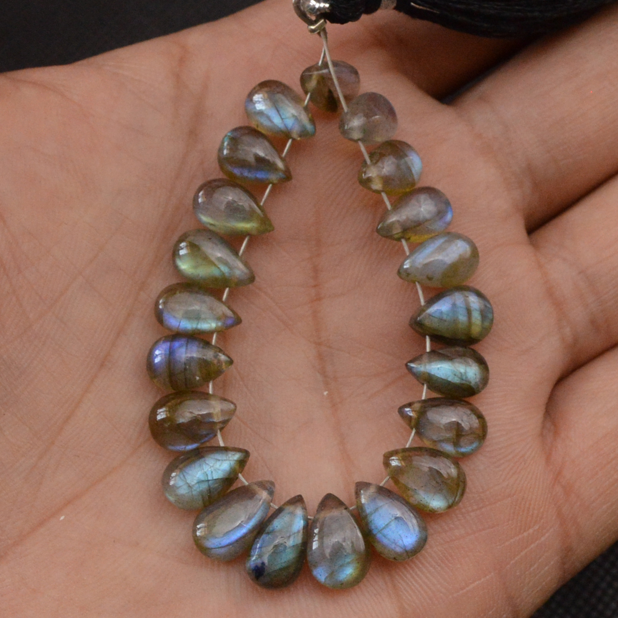 21 Pcs 51 Cts Natural Labradorite Side Drill Briolette Handmade Jewelry Supplies 10x5 7x5mm 18625