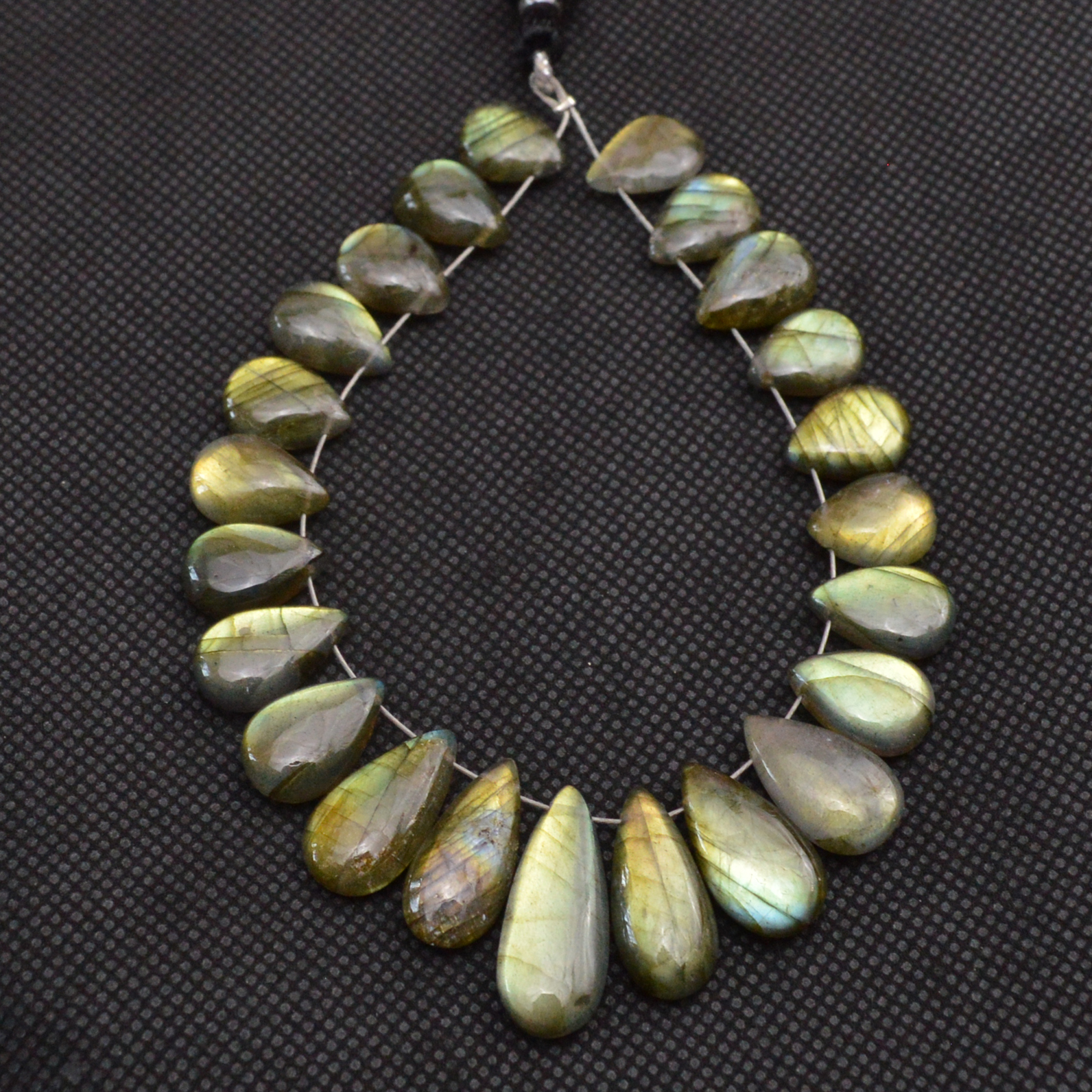 21 Pcs 107 Cts Natural Labradorite Side Drill Briolette Handmade Jewelry Supplies 20x9 10x9mm 18626