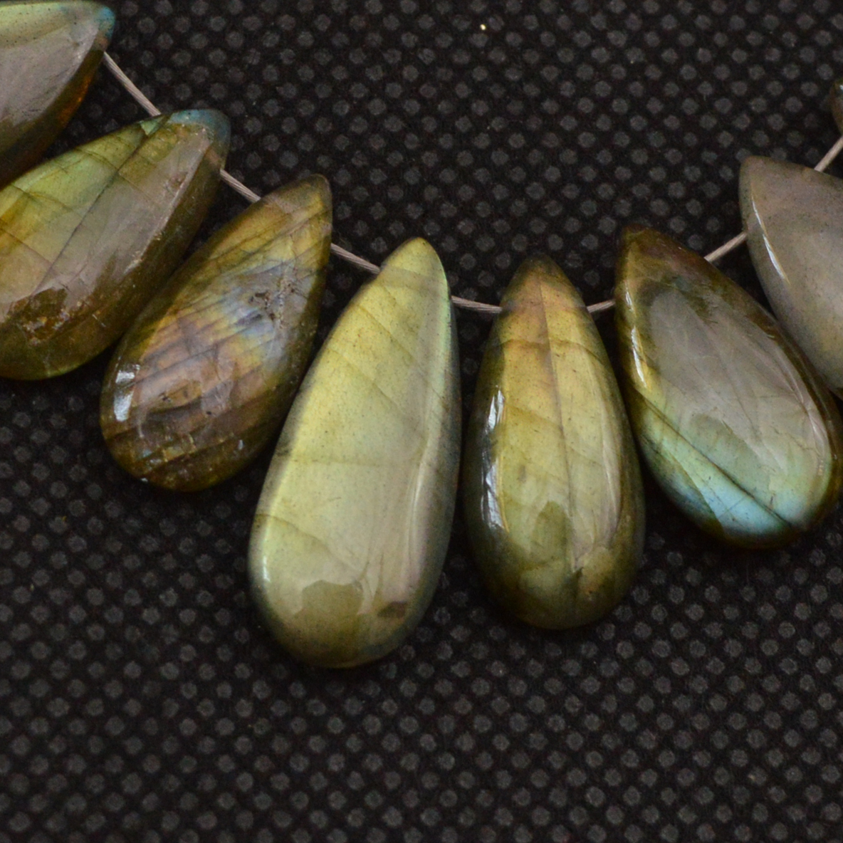 21 Pcs 107 Cts Natural Labradorite Side Drill Briolette Handmade Jewelry Supplies 20x9 10x9mm 18626