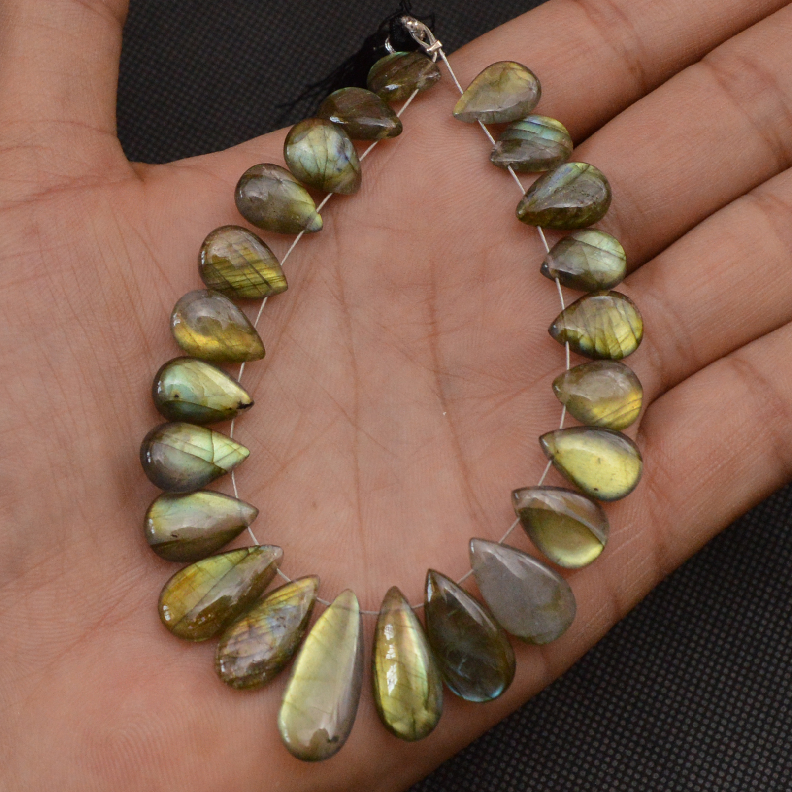 21 Pcs 107 Cts Natural Labradorite Side Drill Briolette Handmade Jewelry Supplies 20x9 10x9mm 18626