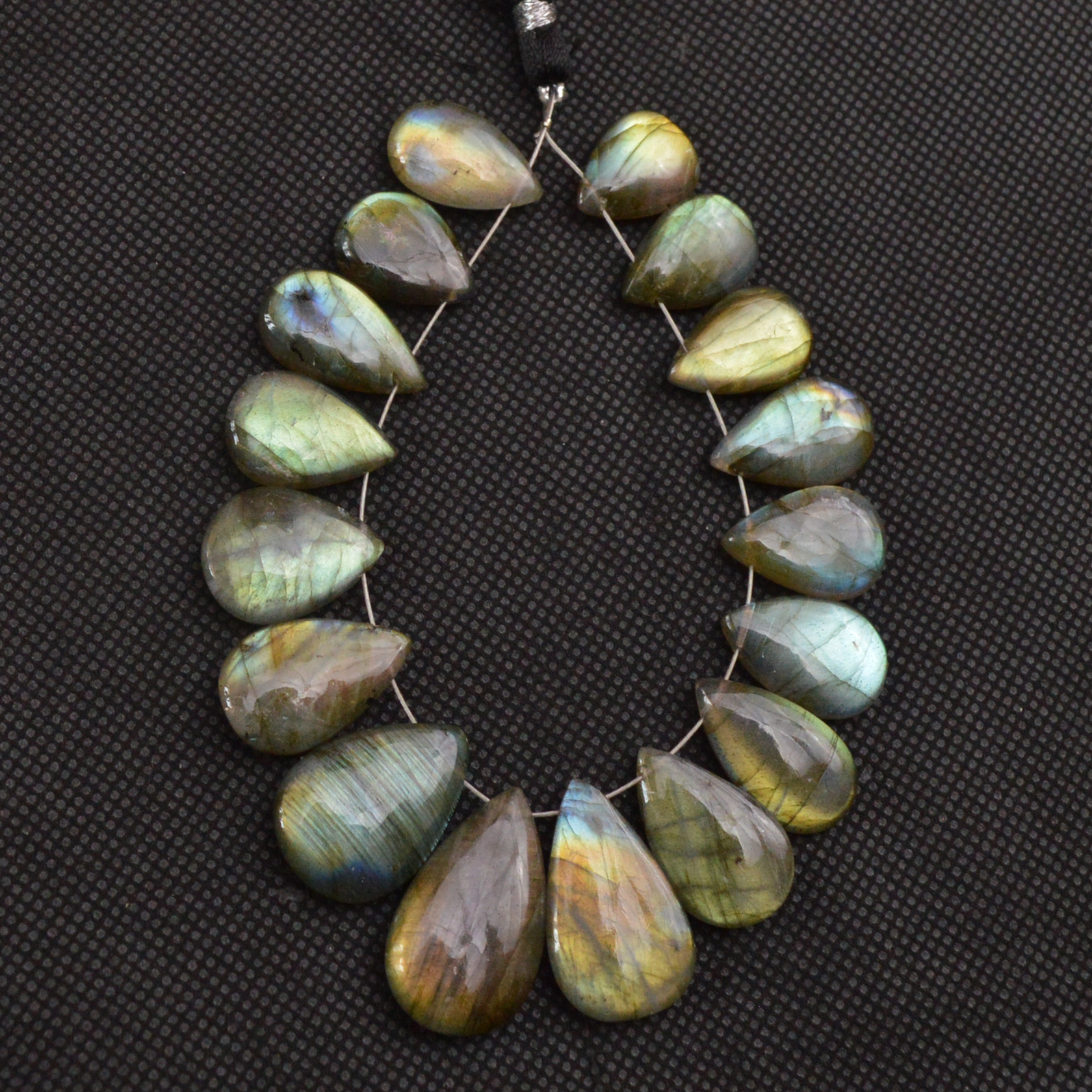 17 Pcs 152 Cts Natural Labradorite Side Drill Briolette Handmade Jewelry Supplies 24x14 15x10mm 18627