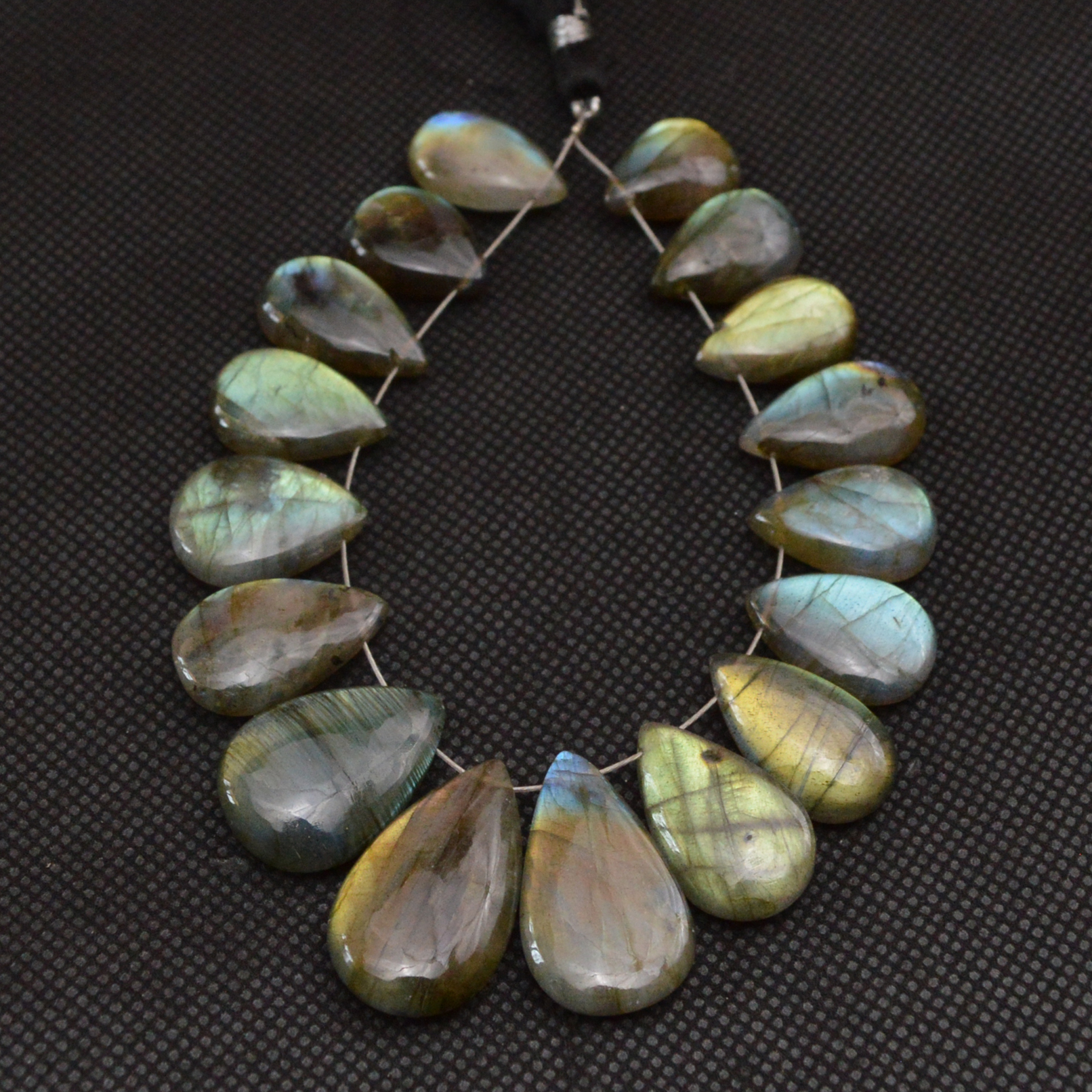 17 Pcs 152 Cts Natural Labradorite Side Drill Briolette Handmade Jewelry Supplies 24x14 15x10mm 18627