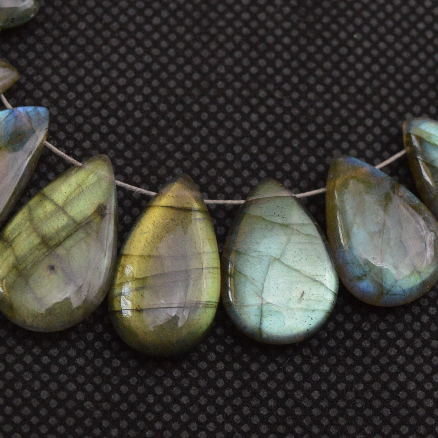 17 Pcs 152 Cts Natural Labradorite Side Drill Briolette Handmade Jewelry Supplies 24x14 15x10mm 18627