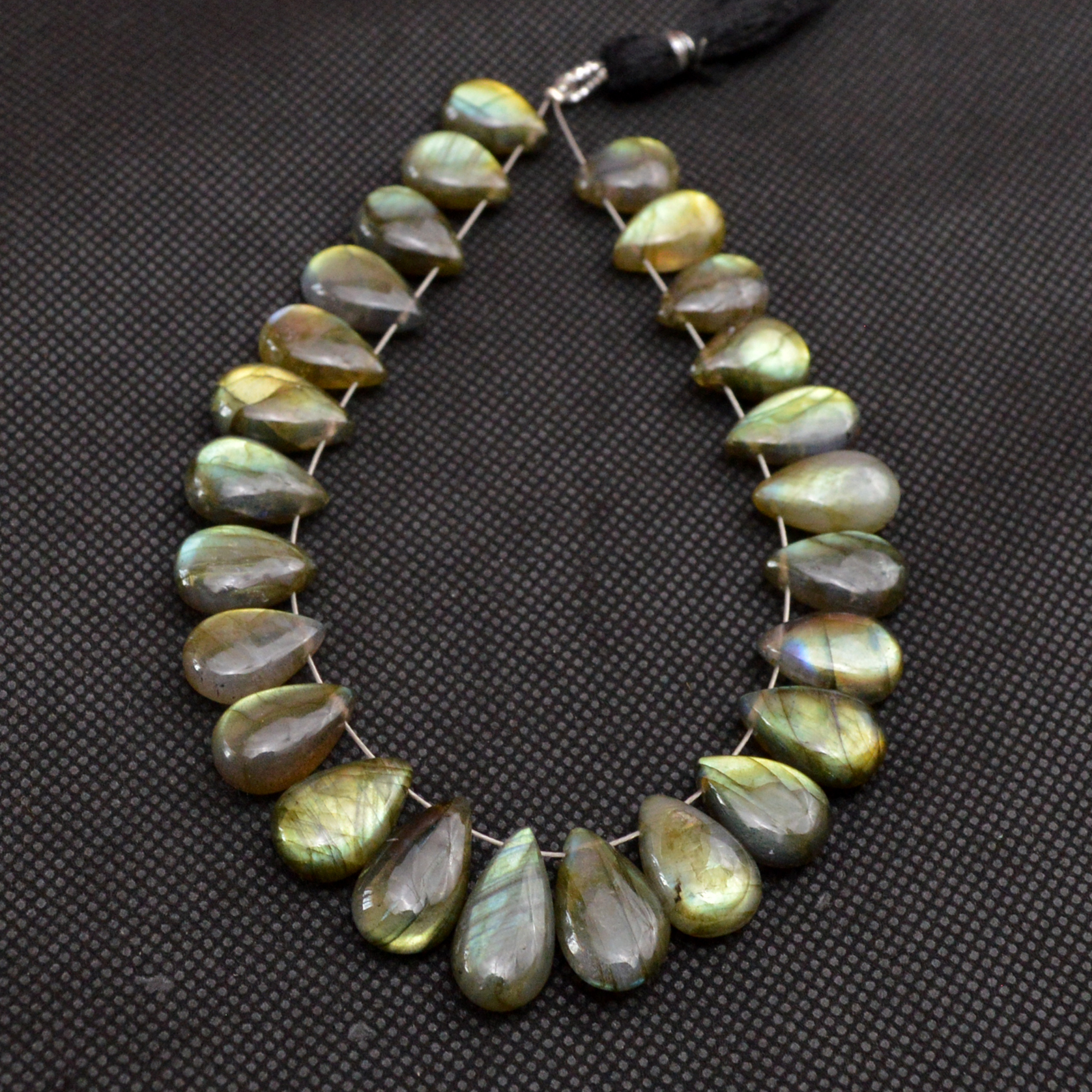 25 Pcs 133 Cts Natural Labradorite Side Drill Briolette Handmade Jewelry Supplies 15x7 10x8mm 18628