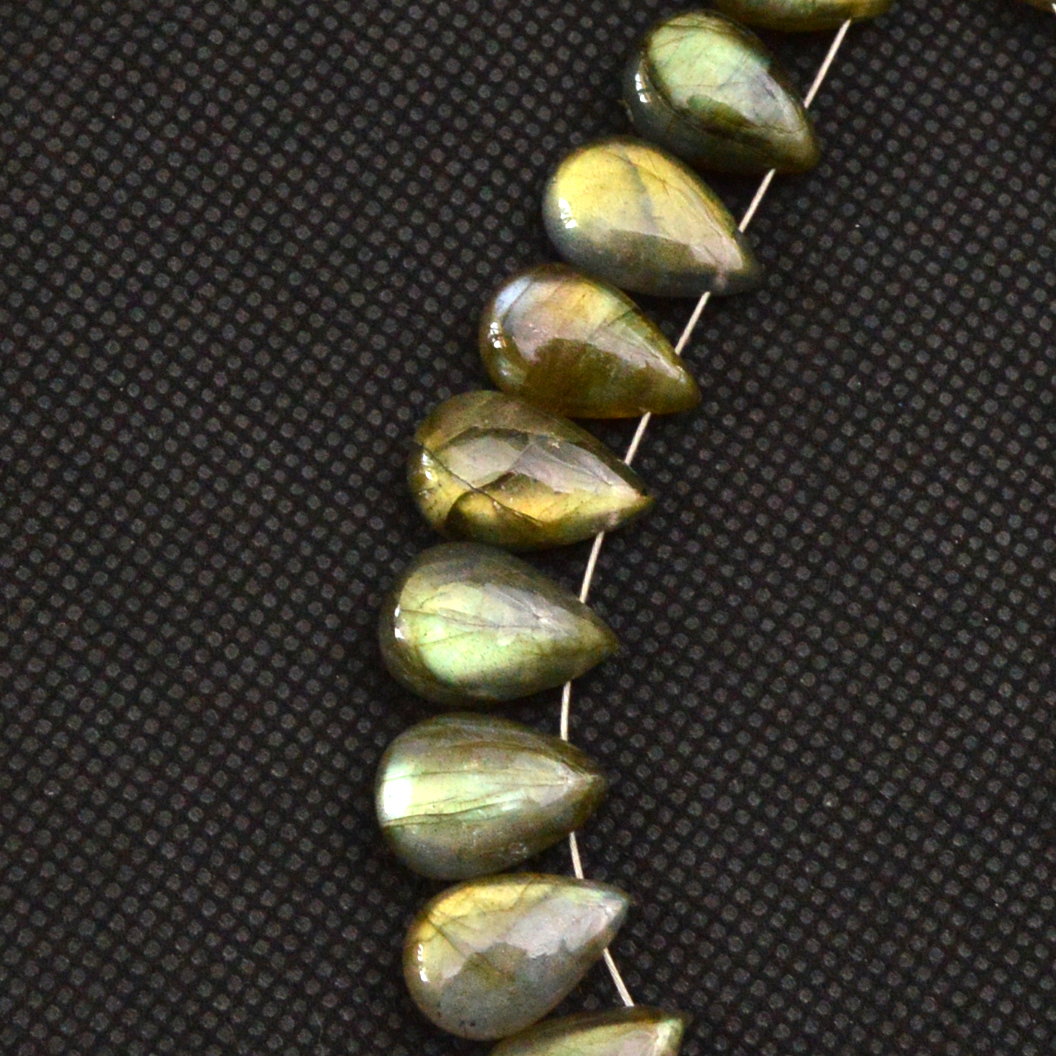 25 Pcs 133 Cts Natural Labradorite Side Drill Briolette Handmade Jewelry Supplies 15x7 10x8mm 18628