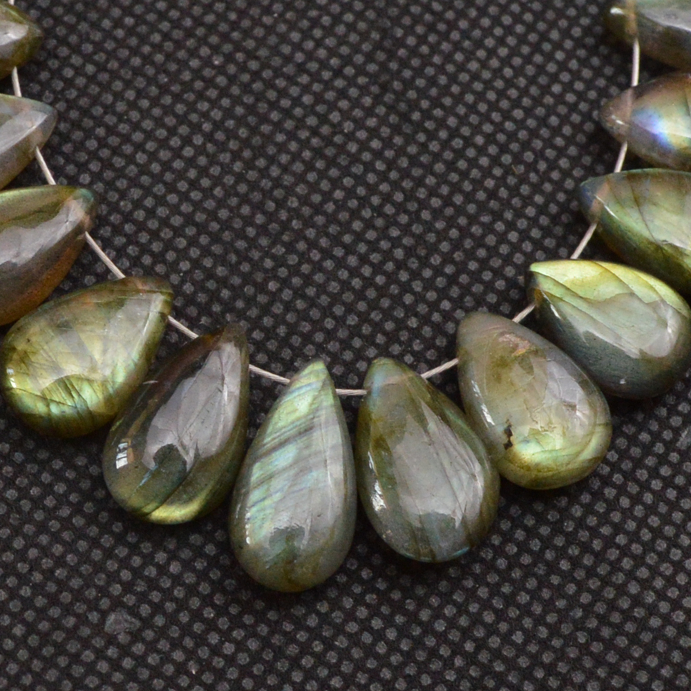 25 Pcs 133 Cts Natural Labradorite Side Drill Briolette Handmade Jewelry Supplies 15x7 10x8mm 18628
