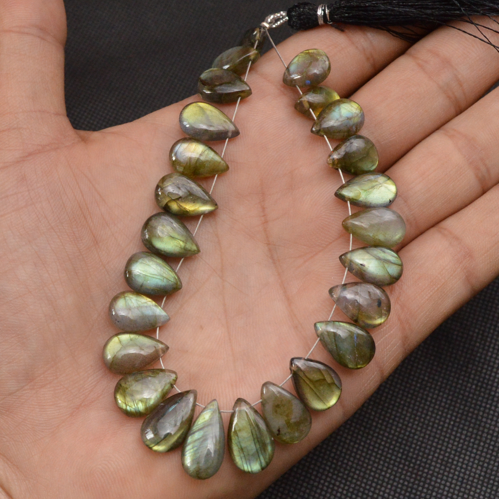 25 Pcs 133 Cts Natural Labradorite Side Drill Briolette Handmade Jewelry Supplies 15x7 10x8mm 18628