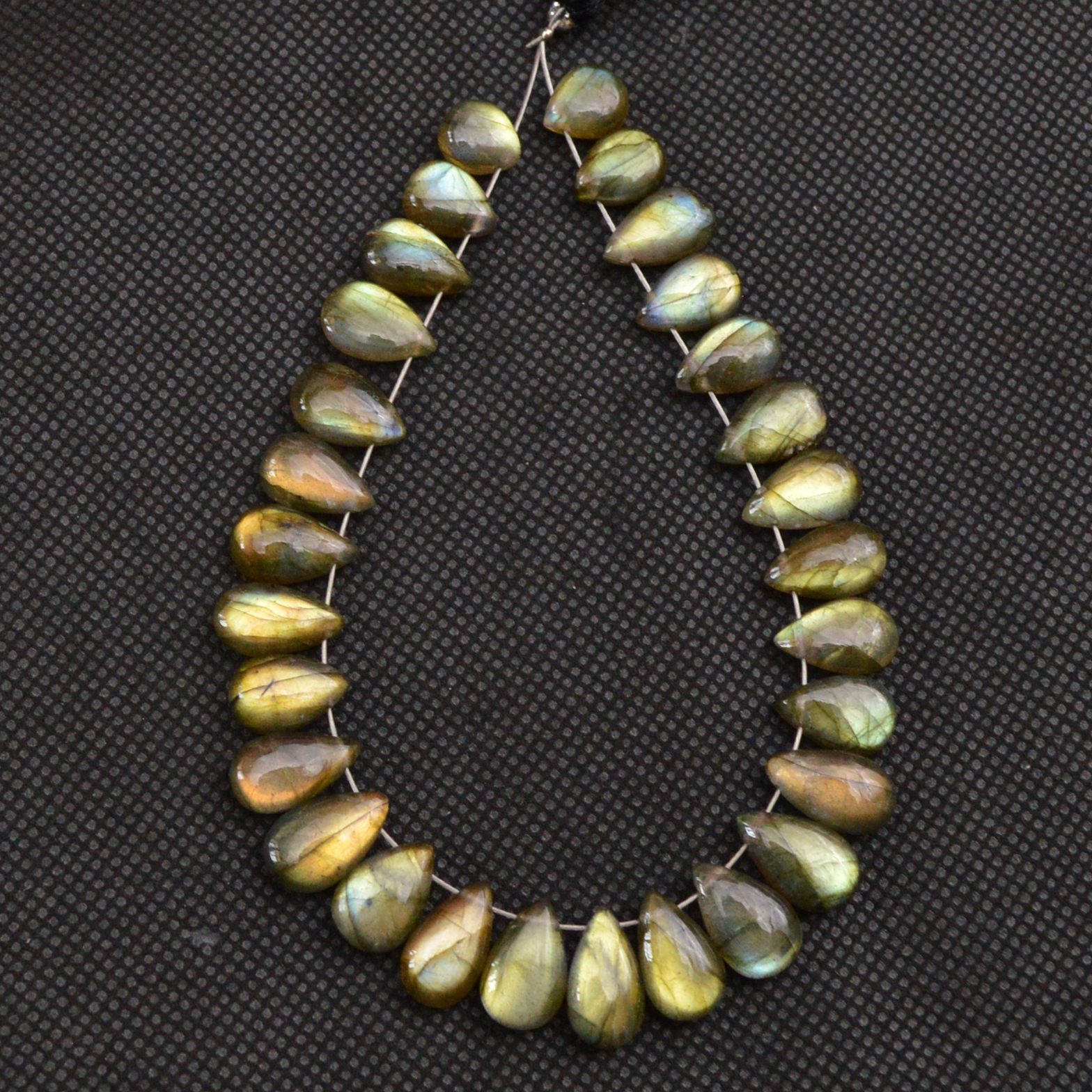28 Pcs 87 Cts Natural Labradorite Side Drill Briolette Handmade Jewelry Supplies 10x5 8x5mm 18629