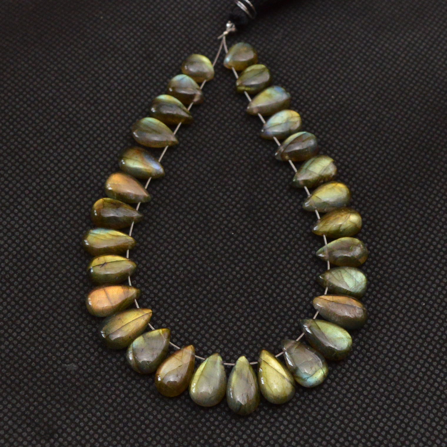 28 Pcs 87 Cts Natural Labradorite Side Drill Briolette Handmade Jewelry Supplies 10x5 8x5mm 18629