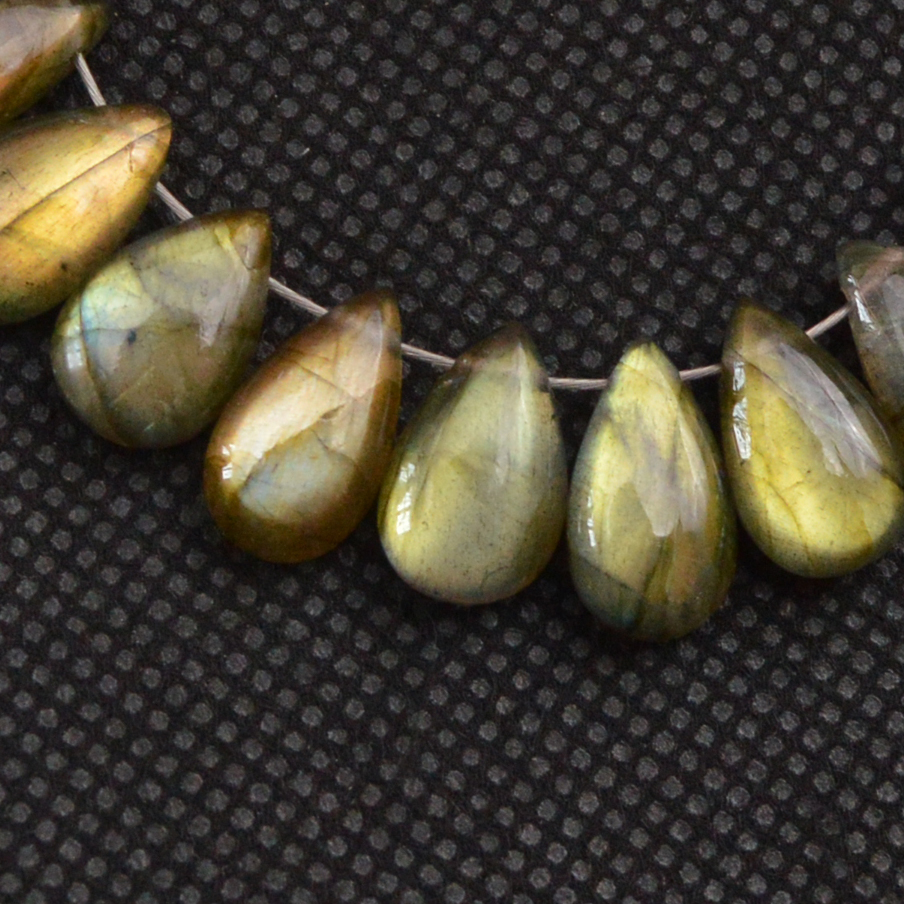 28 Pcs 87 Cts Natural Labradorite Side Drill Briolette Handmade Jewelry Supplies 10x5 8x5mm 18629