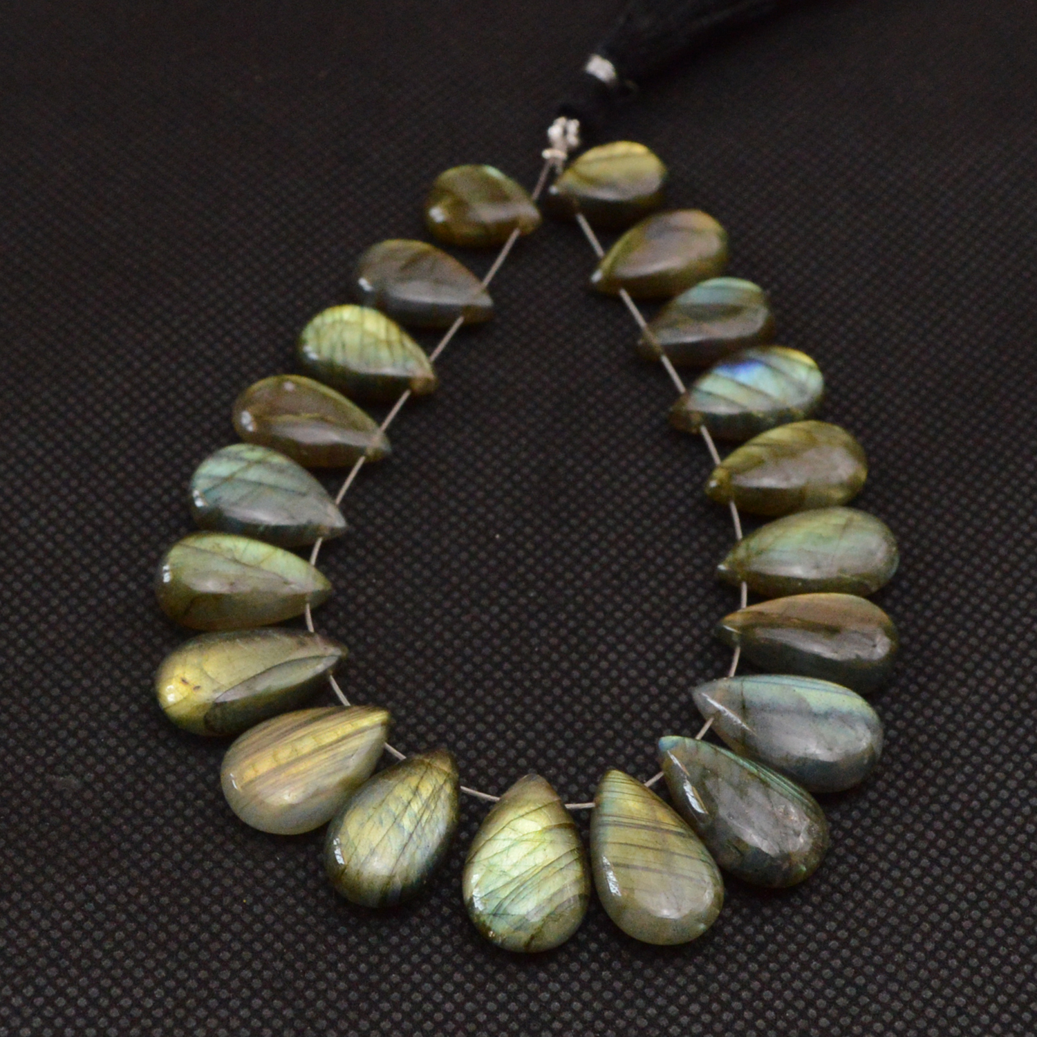 20 Pcs 129 Cts Natural Labradorite Side Drill Briolette Handmade Jewelry Supplies 16x9 11x9mm 18630