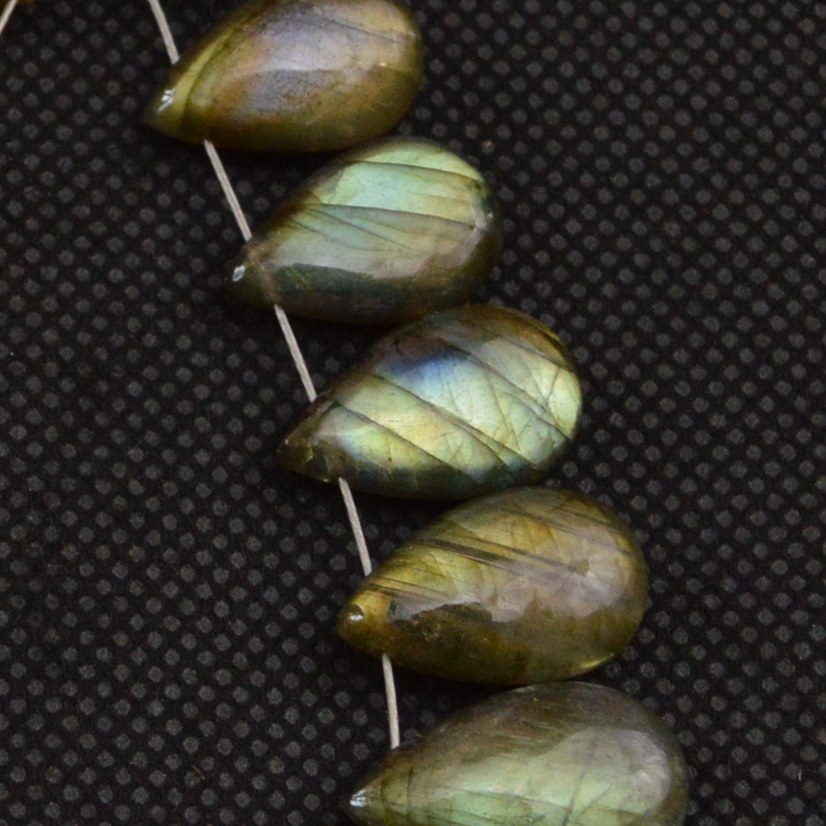 20 Pcs 129 Cts Natural Labradorite Side Drill Briolette Handmade Jewelry Supplies 16x9 11x9mm 18630