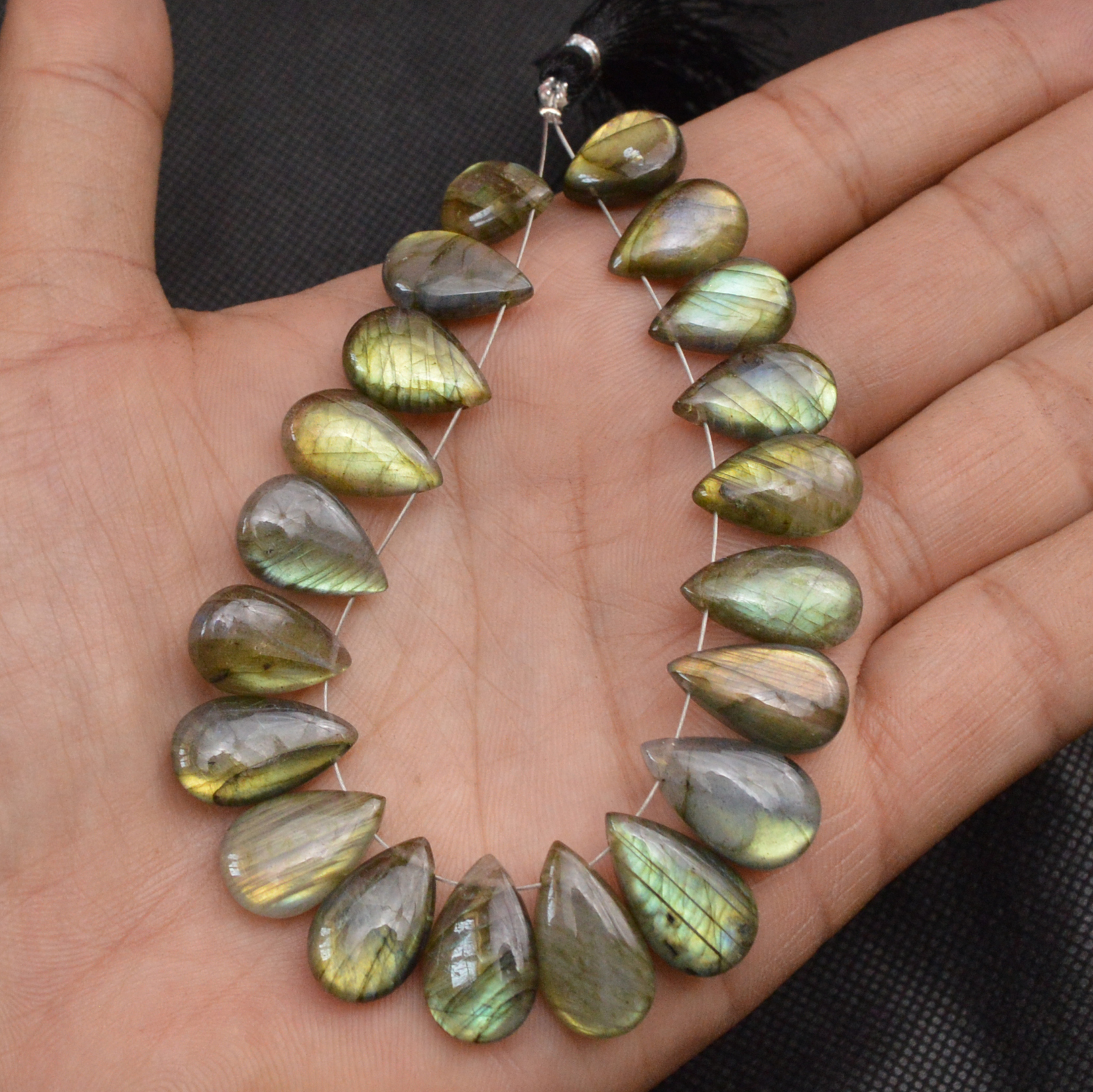20 Pcs 129 Cts Natural Labradorite Side Drill Briolette Handmade Jewelry Supplies 16x9 11x9mm 18630