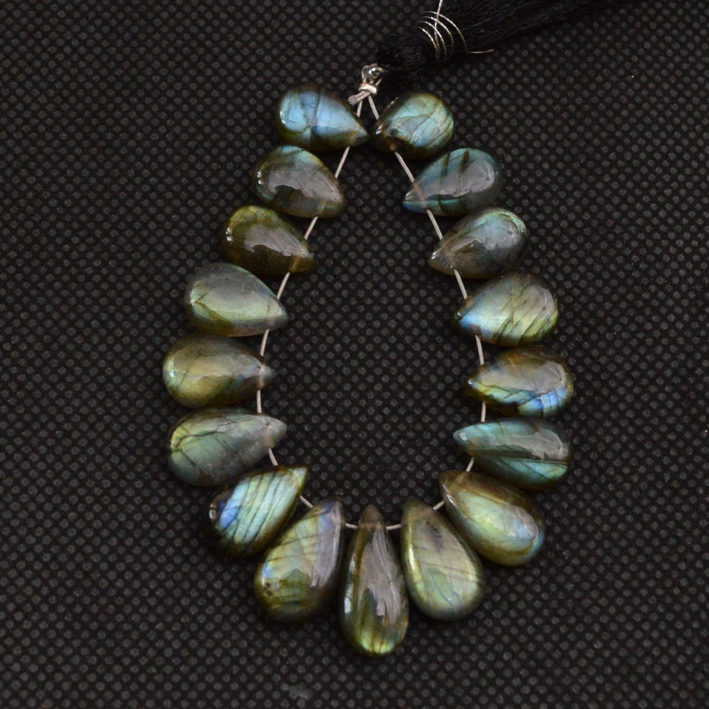 17 Pcs 66 Cts Natural Labradorite Side Drill Briolette Handmade Jewelry Supplies 14x5 10x6mm 18631