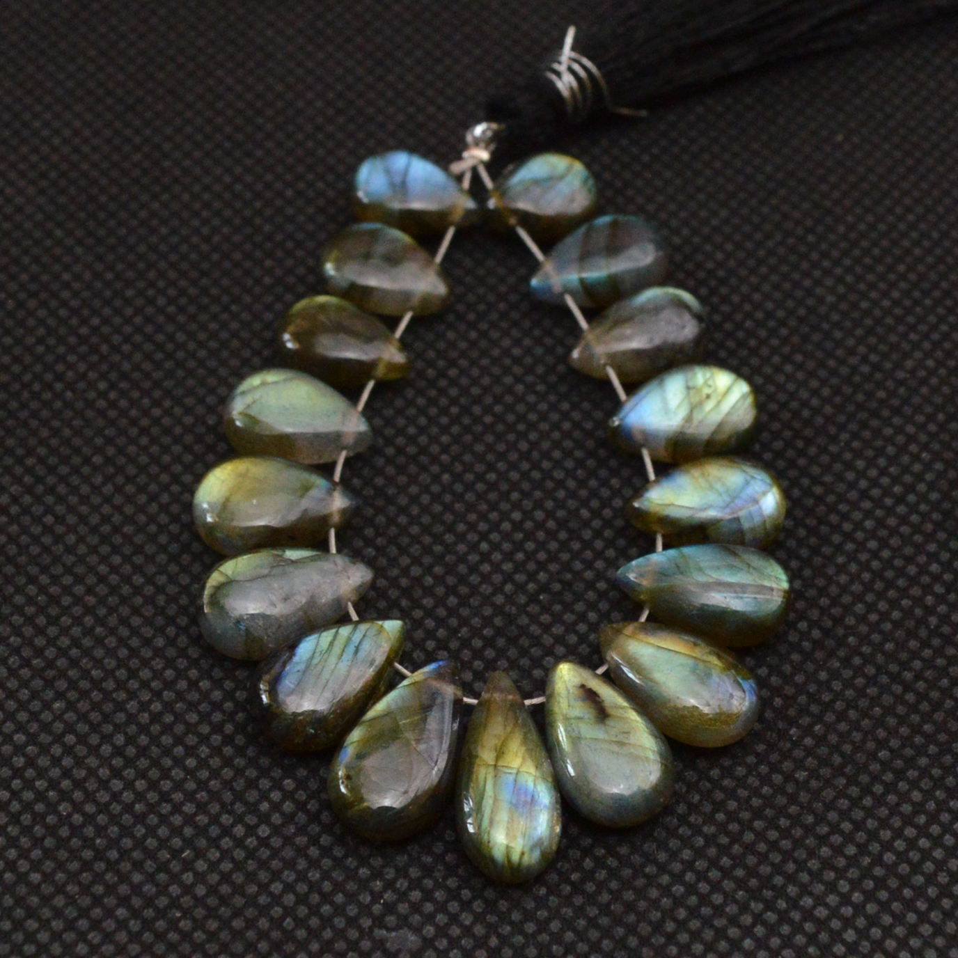17 Pcs 66 Cts Natural Labradorite Side Drill Briolette Handmade Jewelry Supplies 14x5 10x6mm 18631