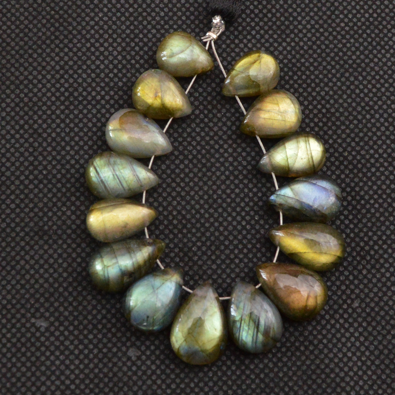 15 Pcs 97 Cts Natural Labradorite Side Drill Briolette Handmade Jewelry Supplies 14x10 10x8mm 18632