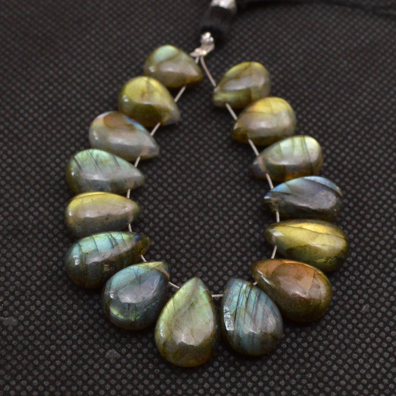 15 Pcs 97 Cts Natural Labradorite Side Drill Briolette Handmade Jewelry Supplies 14x10 10x8mm 18632