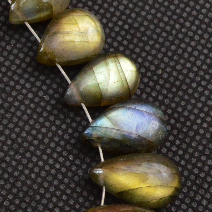 15 Pcs 97 Cts Natural Labradorite Side Drill Briolette Handmade Jewelry Supplies 14x10 10x8mm 18632