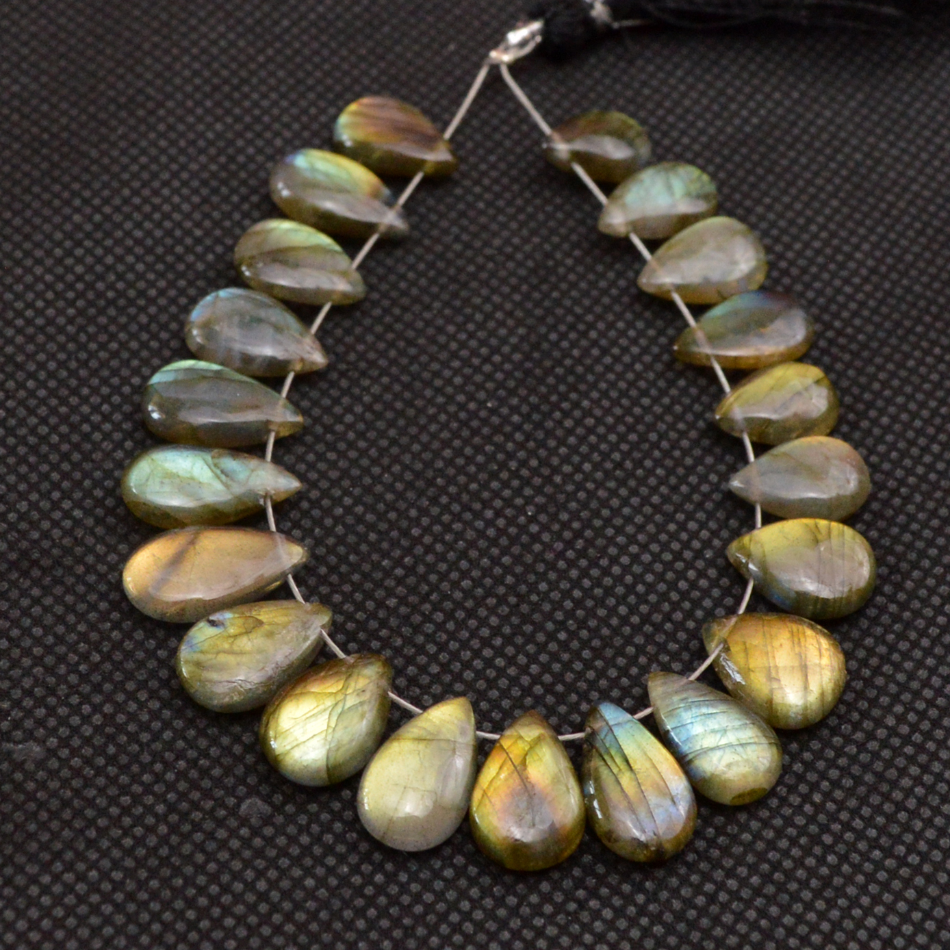 20 Pcs 65 Cts Natural Labradorite Side Drill Briolette Handmade Jewelry Supplies 13x6 10x6mm 18633