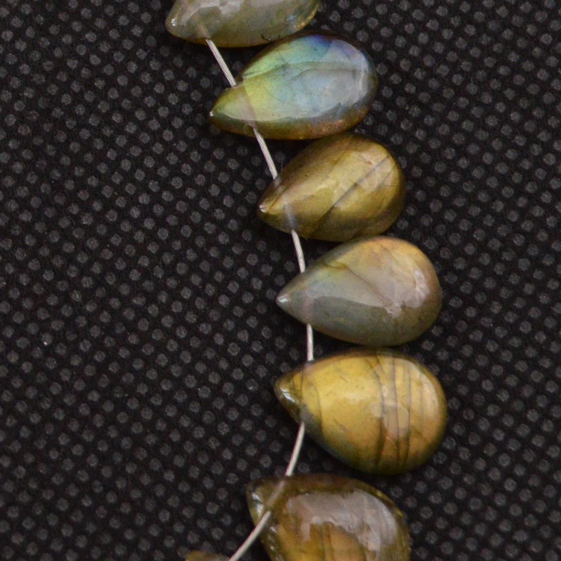 20 Pcs 65 Cts Natural Labradorite Side Drill Briolette Handmade Jewelry Supplies 13x6 10x6mm 18633