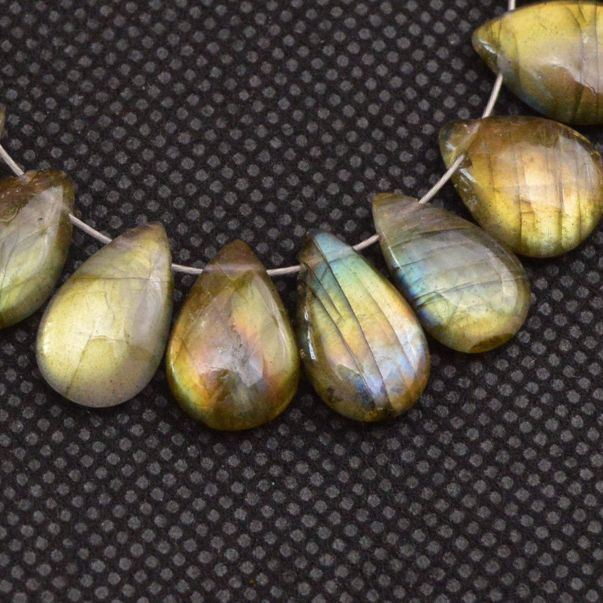 20 Pcs 65 Cts Natural Labradorite Side Drill Briolette Handmade Jewelry Supplies 13x6 10x6mm 18633