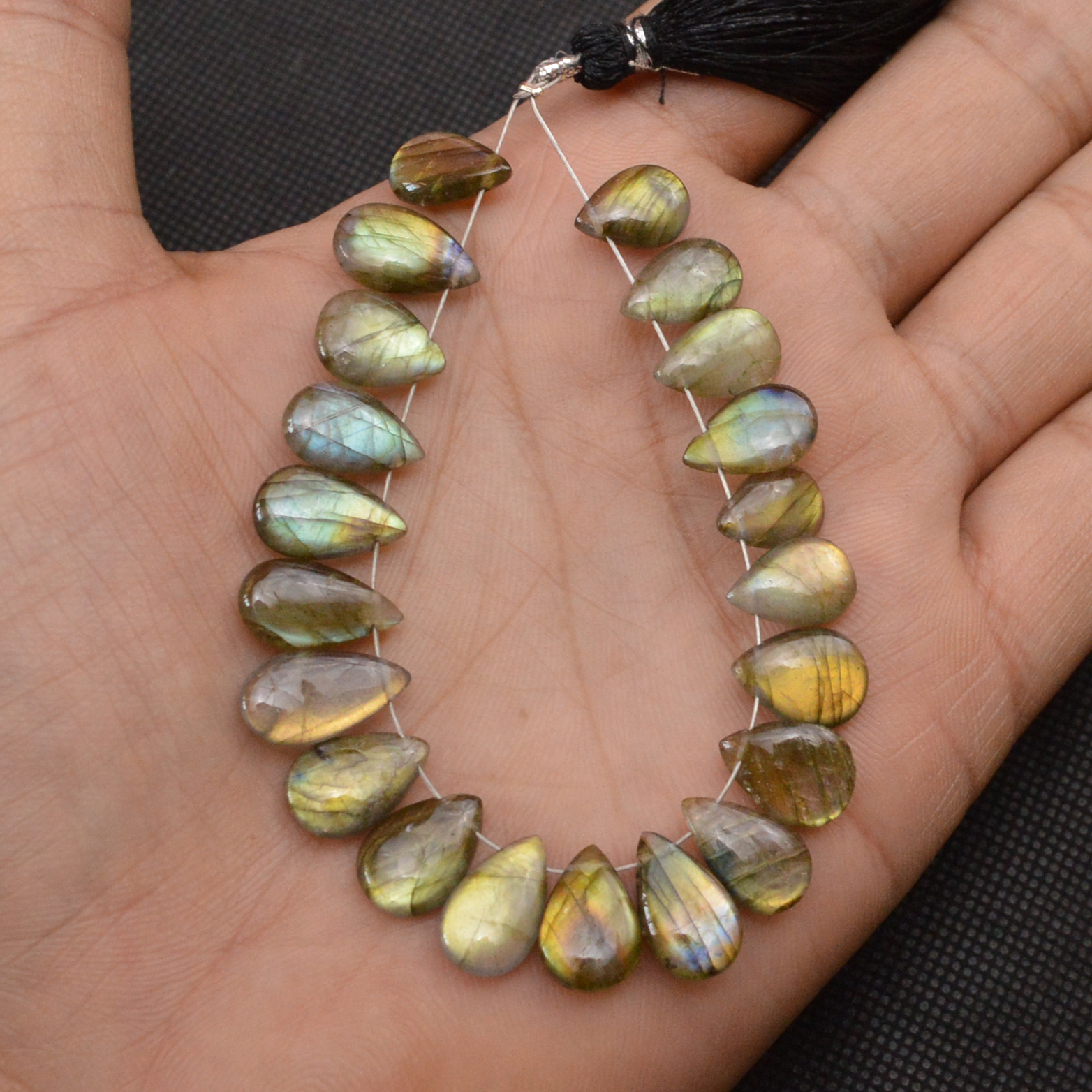 20 Pcs 65 Cts Natural Labradorite Side Drill Briolette Handmade Jewelry Supplies 13x6 10x6mm 18633