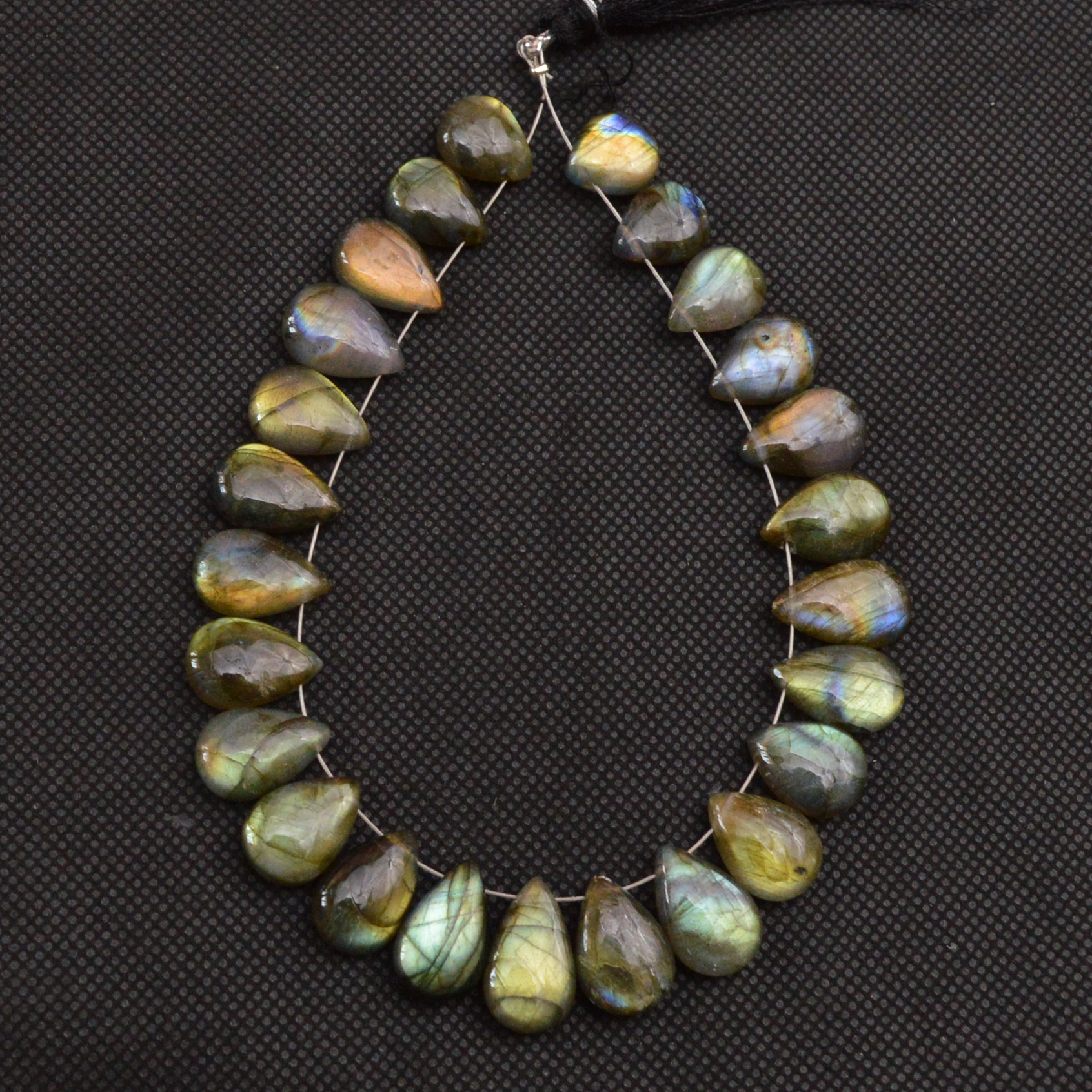 22 Pcs 151 Cts Natural Labradorite Side Drill Briolette Handmade Jewelry Supplies 15x10 10x9mm 18634