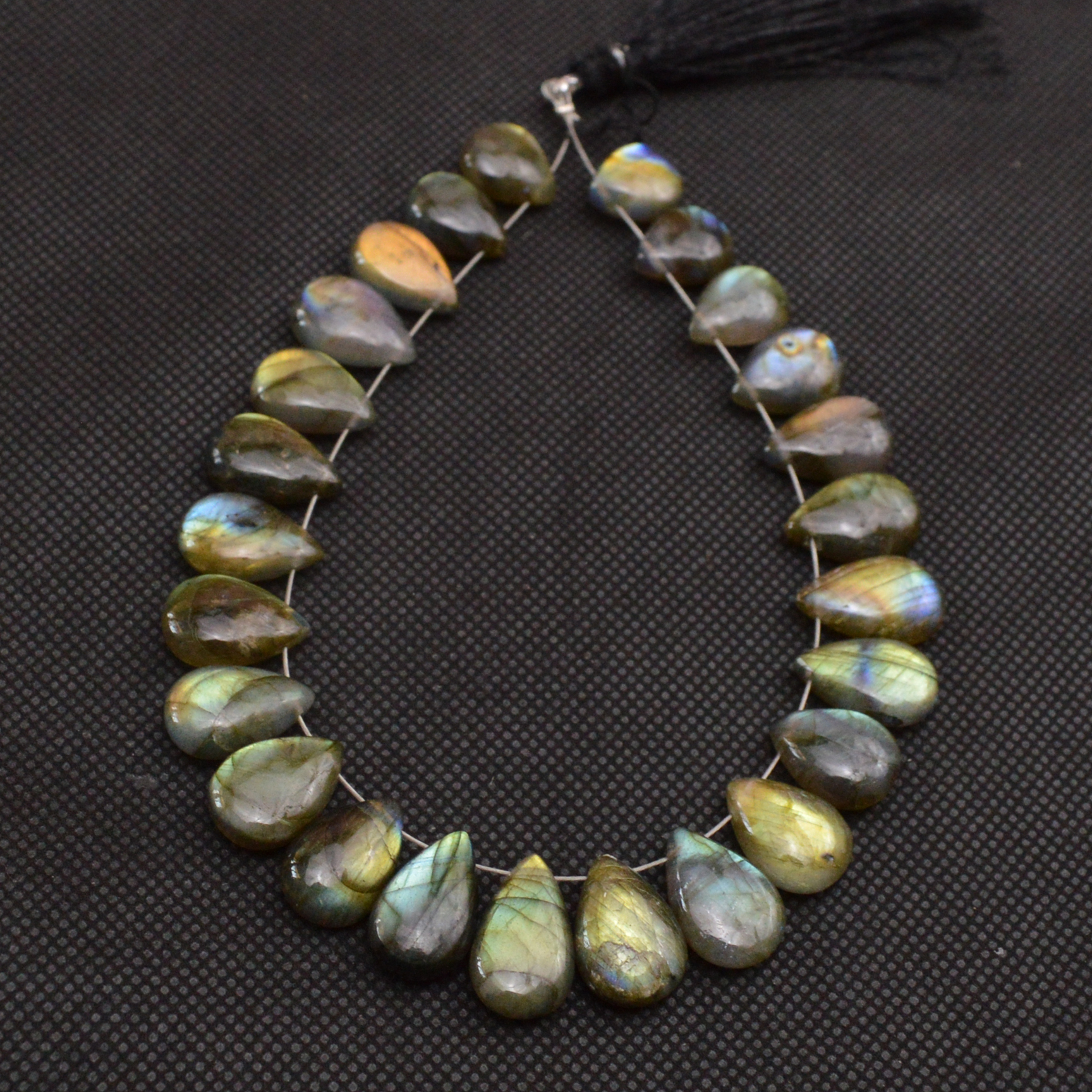 22 Pcs 151 Cts Natural Labradorite Side Drill Briolette Handmade Jewelry Supplies 15x10 10x9mm 18634