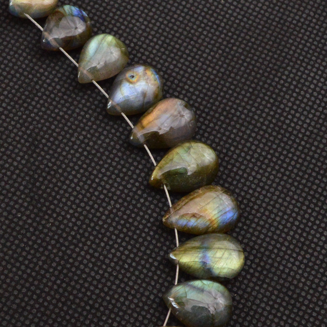 22 Pcs 151 Cts Natural Labradorite Side Drill Briolette Handmade Jewelry Supplies 15x10 10x9mm 18634
