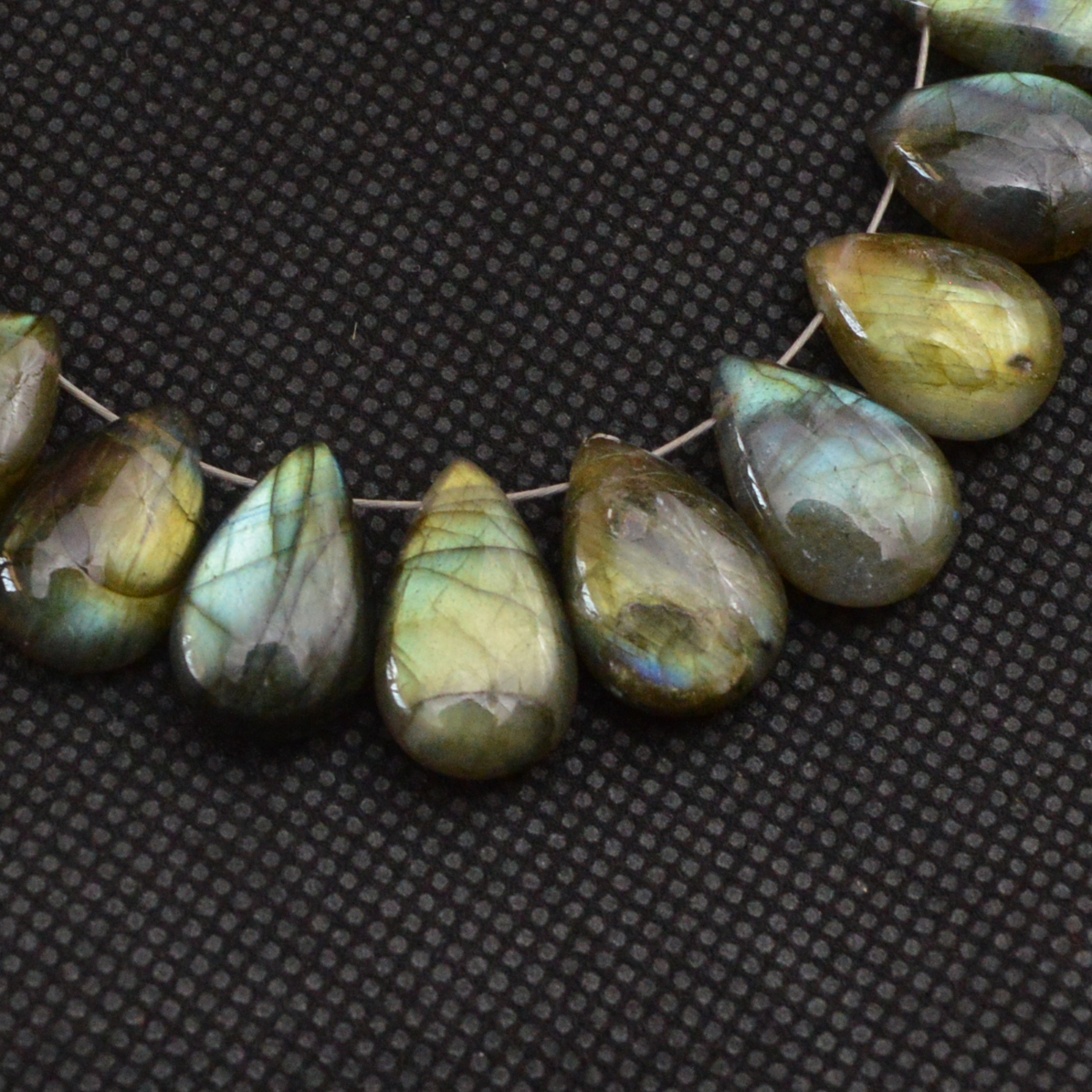 22 Pcs 151 Cts Natural Labradorite Side Drill Briolette Handmade Jewelry Supplies 15x10 10x9mm 18634