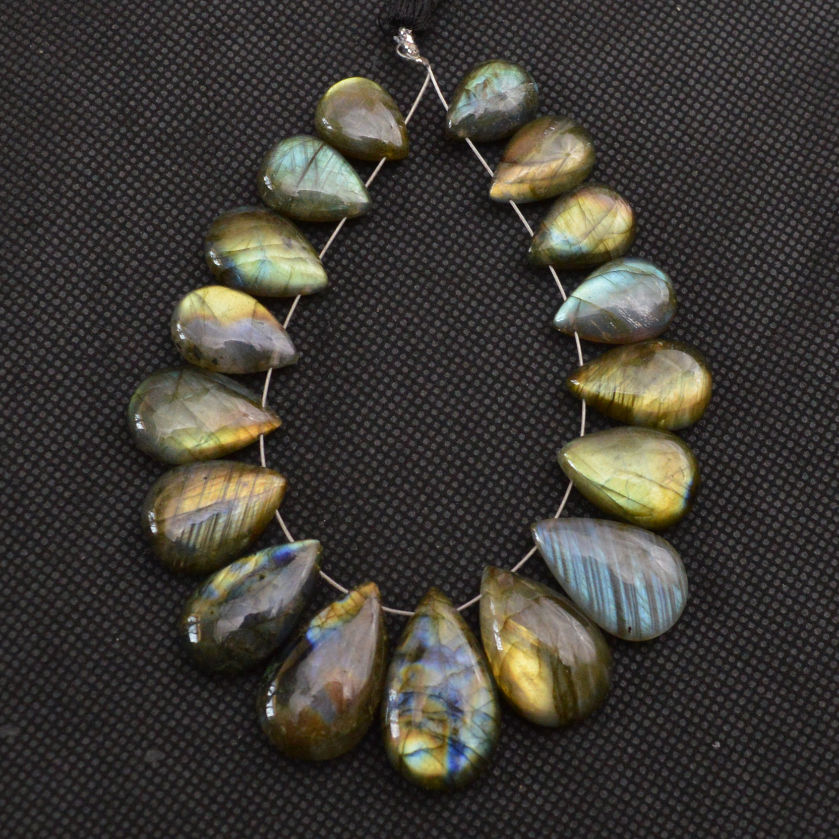 17 Pcs 188 Cts Natural Labradorite Side Drill Briolette Handmade Jewelry Supplies 24x14 14x10mm 18635