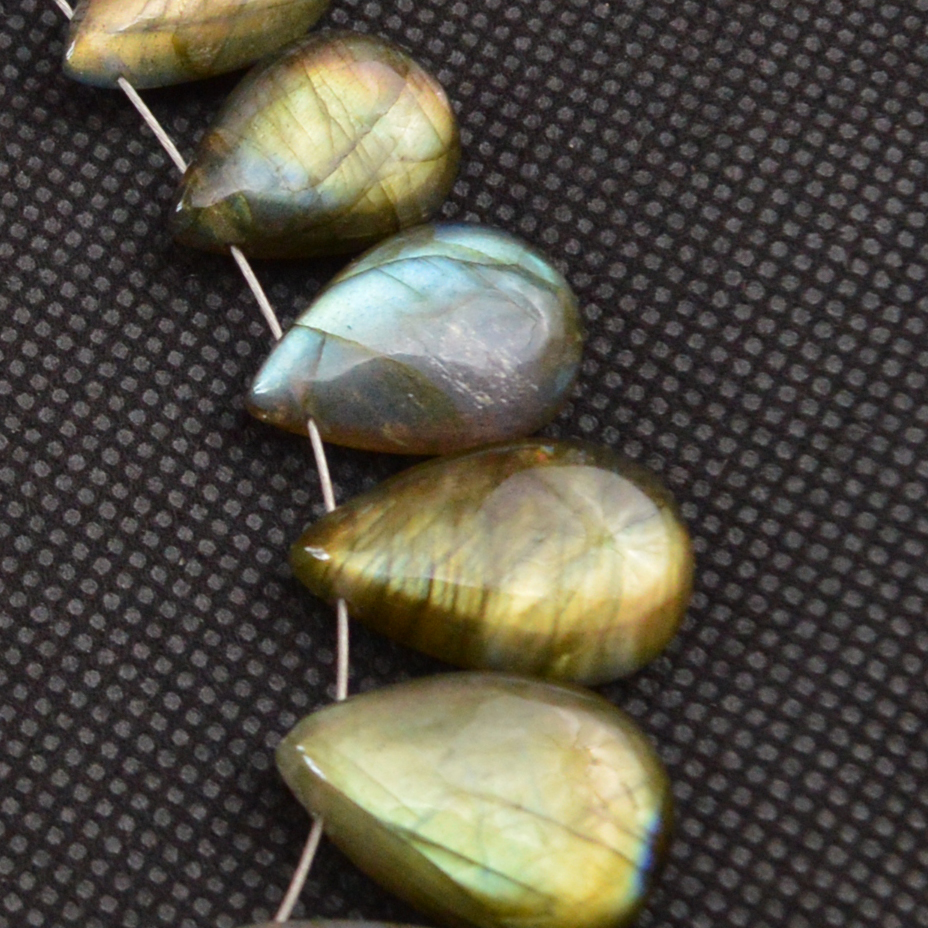 17 Pcs 188 Cts Natural Labradorite Side Drill Briolette Handmade Jewelry Supplies 24x14 14x10mm 18635