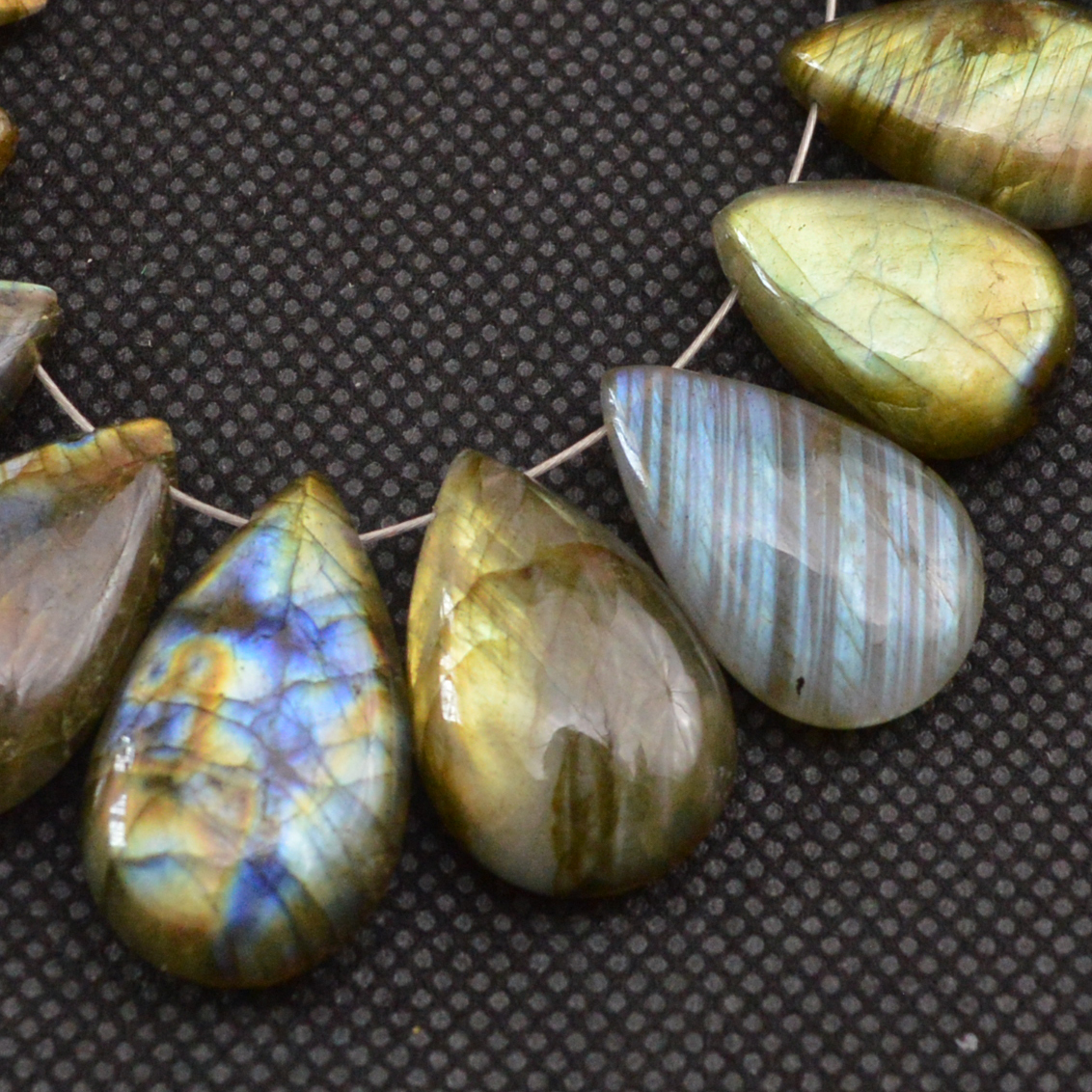 17 Pcs 188 Cts Natural Labradorite Side Drill Briolette Handmade Jewelry Supplies 24x14 14x10mm 18635