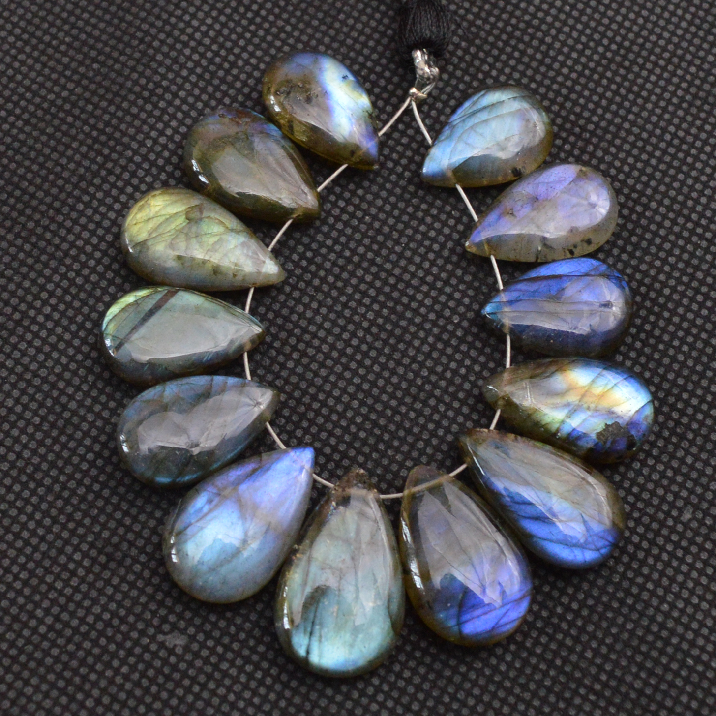 13 Pcs 137 Cts Natural Labradorite Side Drill Briolette Handmade Jewelry Supplies 21x13 15x10mm 18636