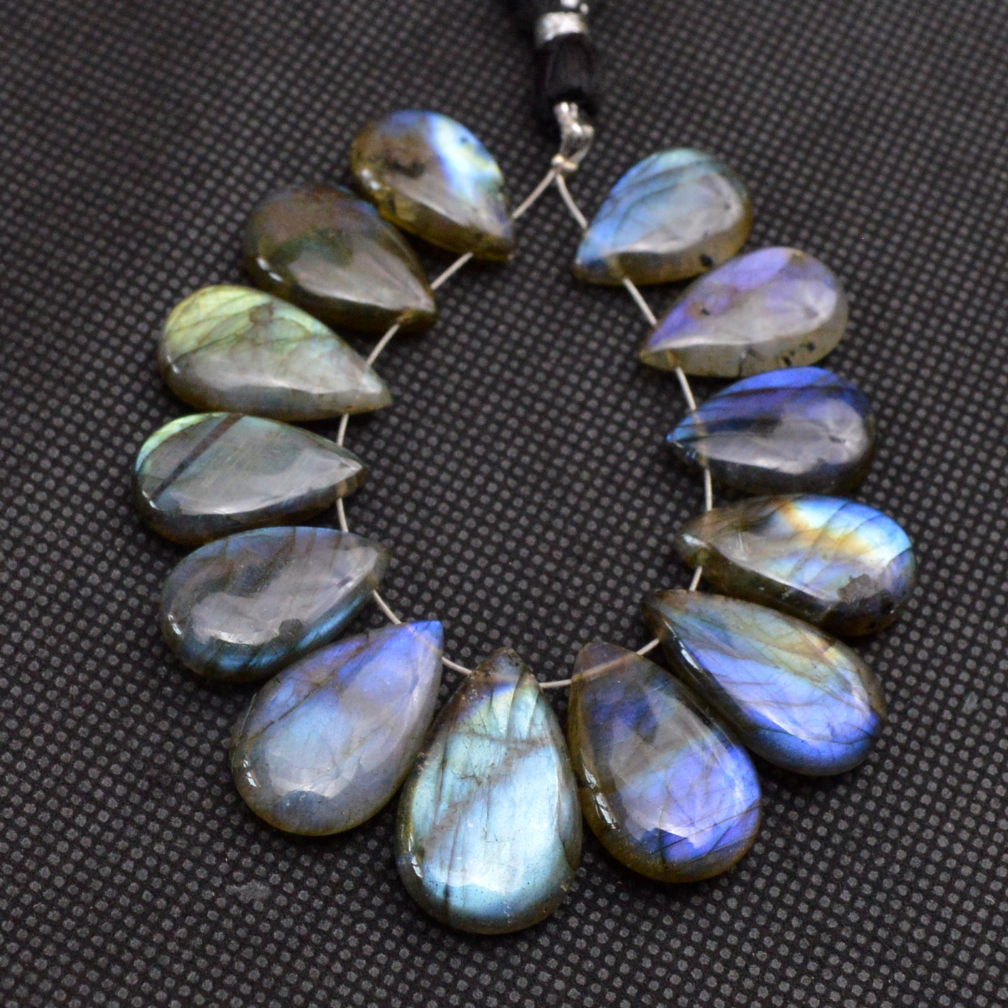 13 Pcs 137 Cts Natural Labradorite Side Drill Briolette Handmade Jewelry Supplies 21x13 15x10mm 18636