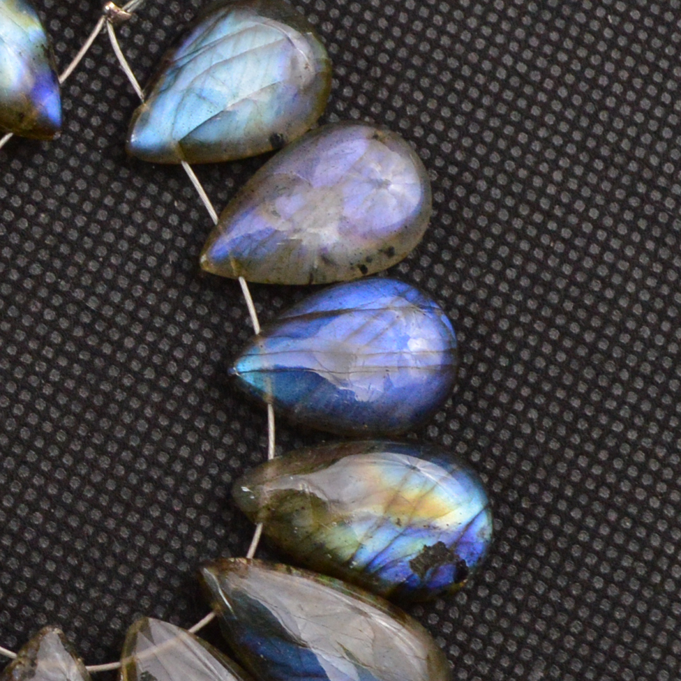 13 Pcs 137 Cts Natural Labradorite Side Drill Briolette Handmade Jewelry Supplies 21x13 15x10mm 18636