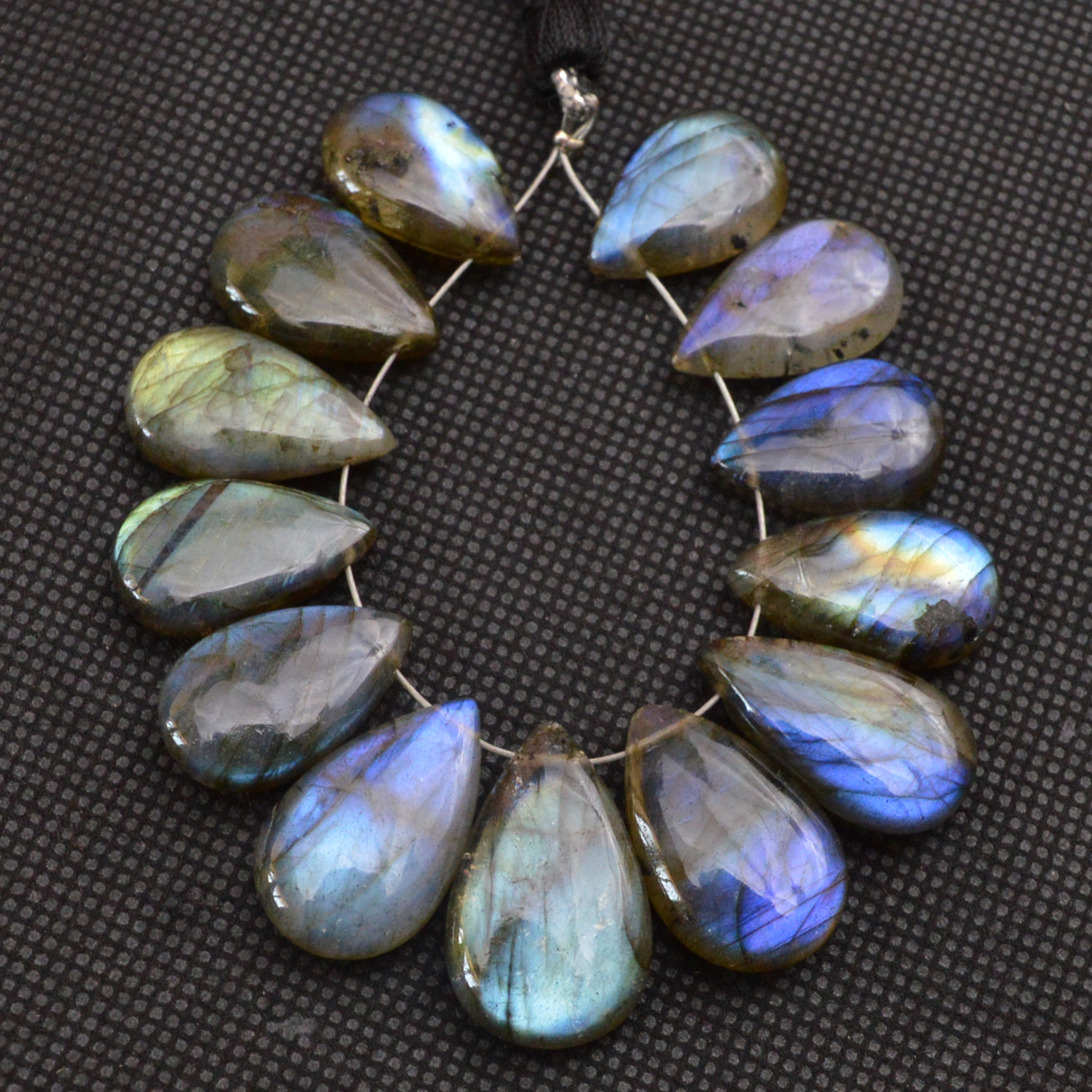 13 Pcs 137 Cts Natural Labradorite Side Drill Briolette Handmade Jewelry Supplies 21x13 15x10mm 18636