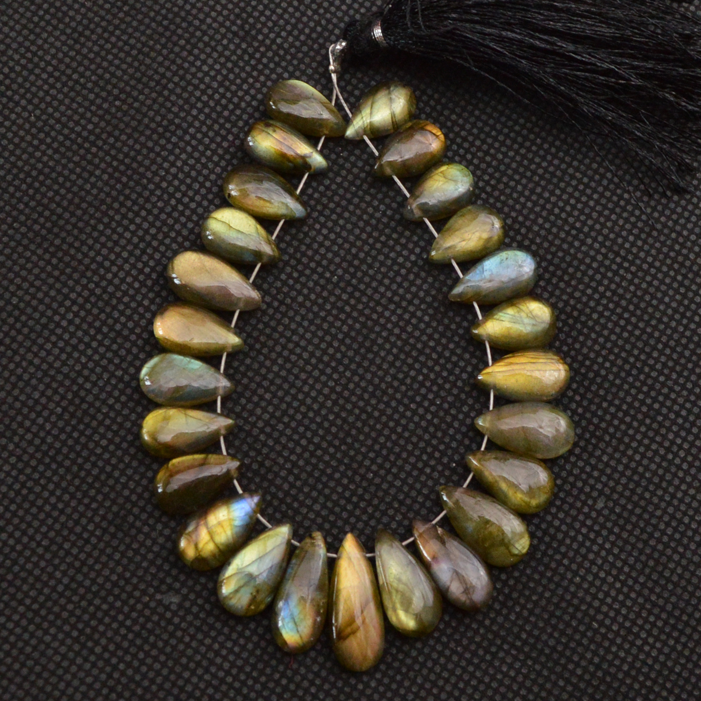 25 Pcs 91 Cts Natural Labradorite Side Drill Briolette Handmade Jewelry Supplies 16x5 10x5mm 18637