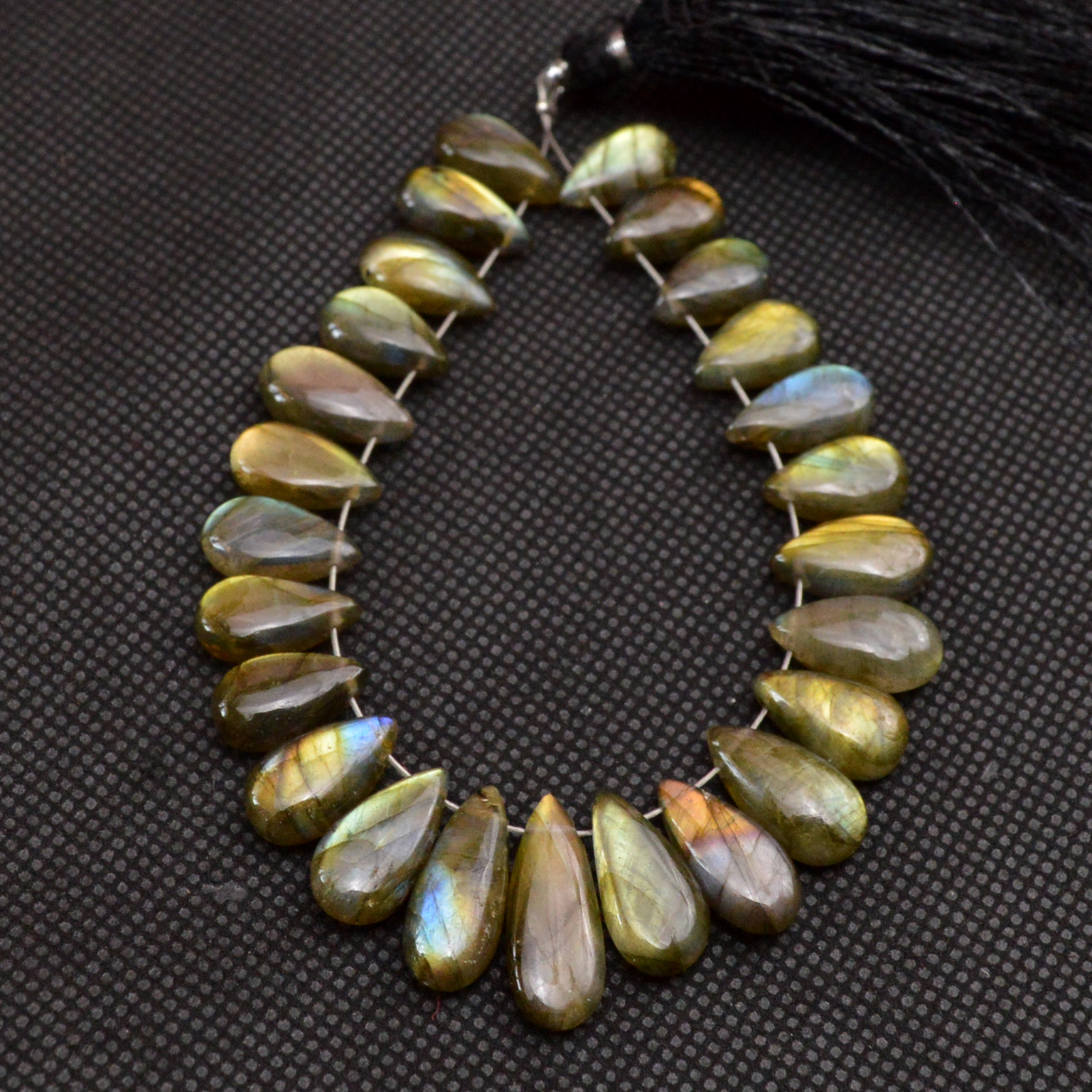 25 Pcs 91 Cts Natural Labradorite Side Drill Briolette Handmade Jewelry Supplies 16x5 10x5mm 18637