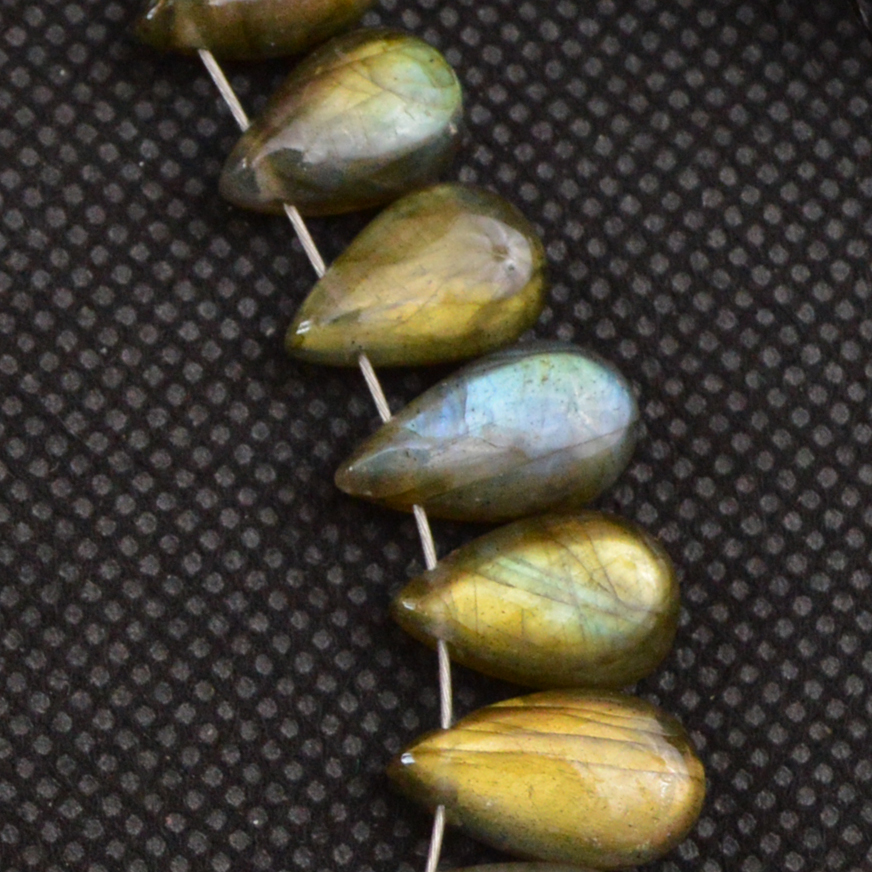 25 Pcs 91 Cts Natural Labradorite Side Drill Briolette Handmade Jewelry Supplies 16x5 10x5mm 18637