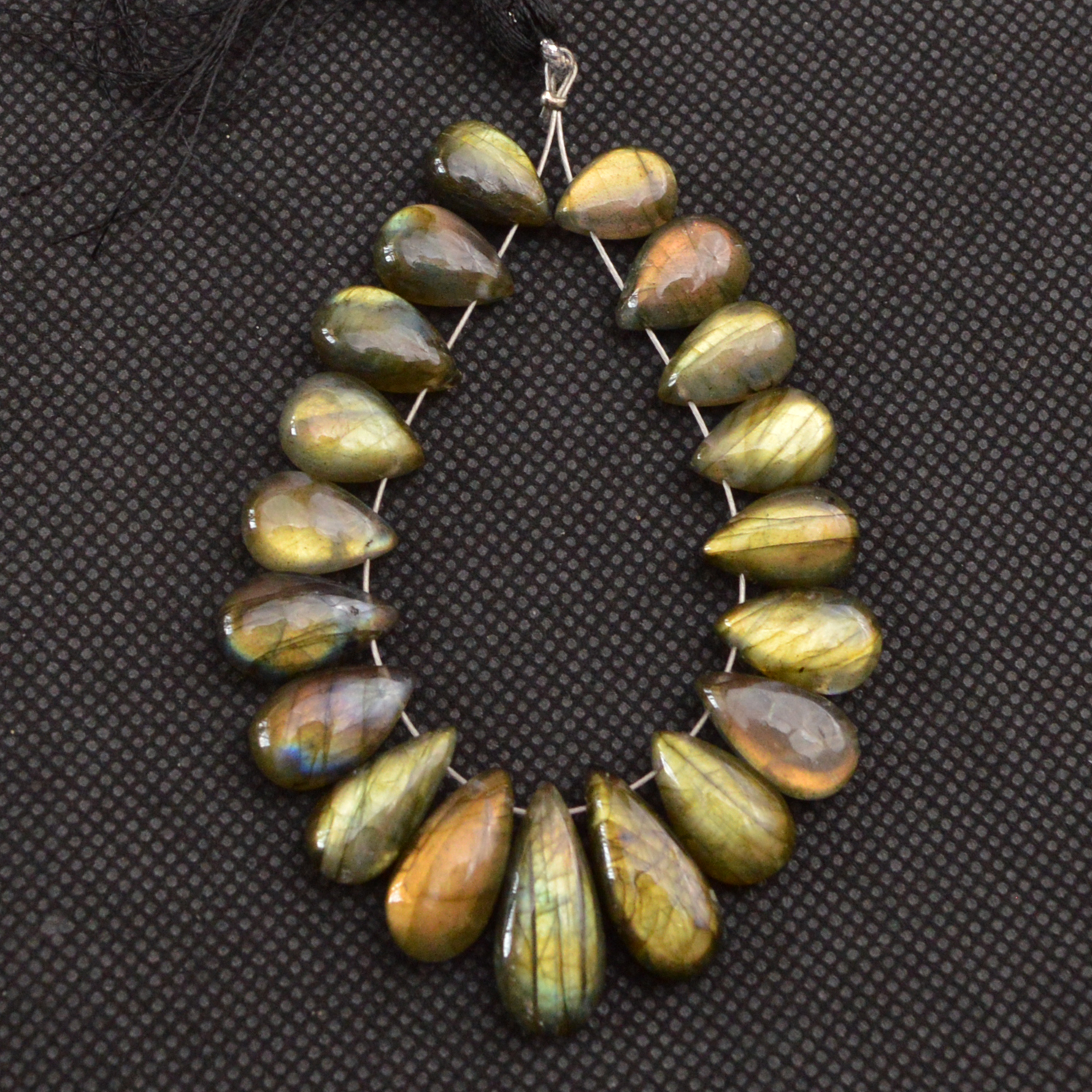 18 Pcs 86 Cts Natural Labradorite Side Drill Briolette Handmade Jewelry Supplies 17x6 9x5mm 18638