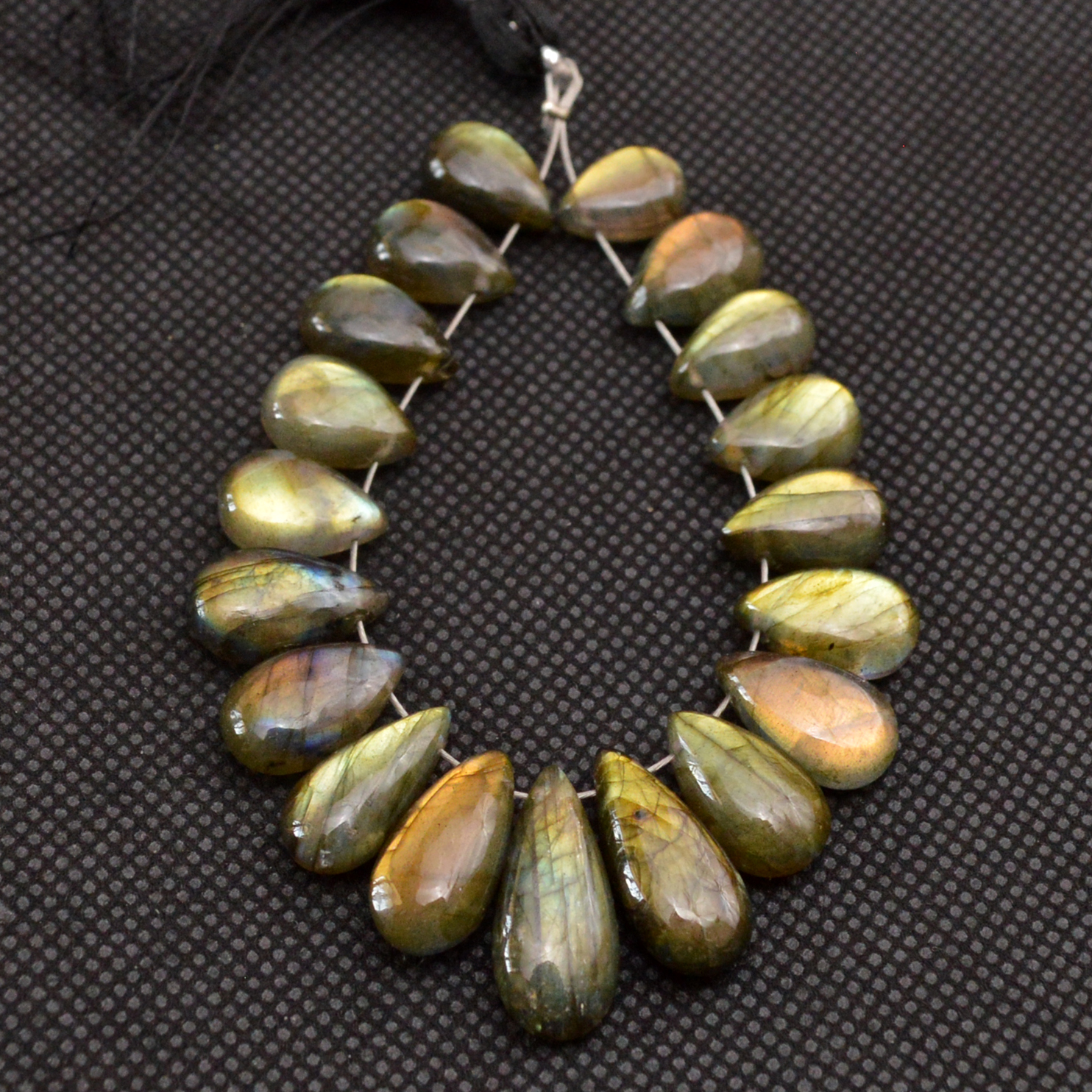 18 Pcs 86 Cts Natural Labradorite Side Drill Briolette Handmade Jewelry Supplies 17x6 9x5mm 18638