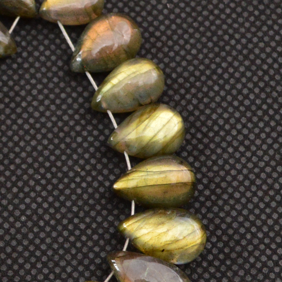 18 Pcs 86 Cts Natural Labradorite Side Drill Briolette Handmade Jewelry Supplies 17x6 9x5mm 18638